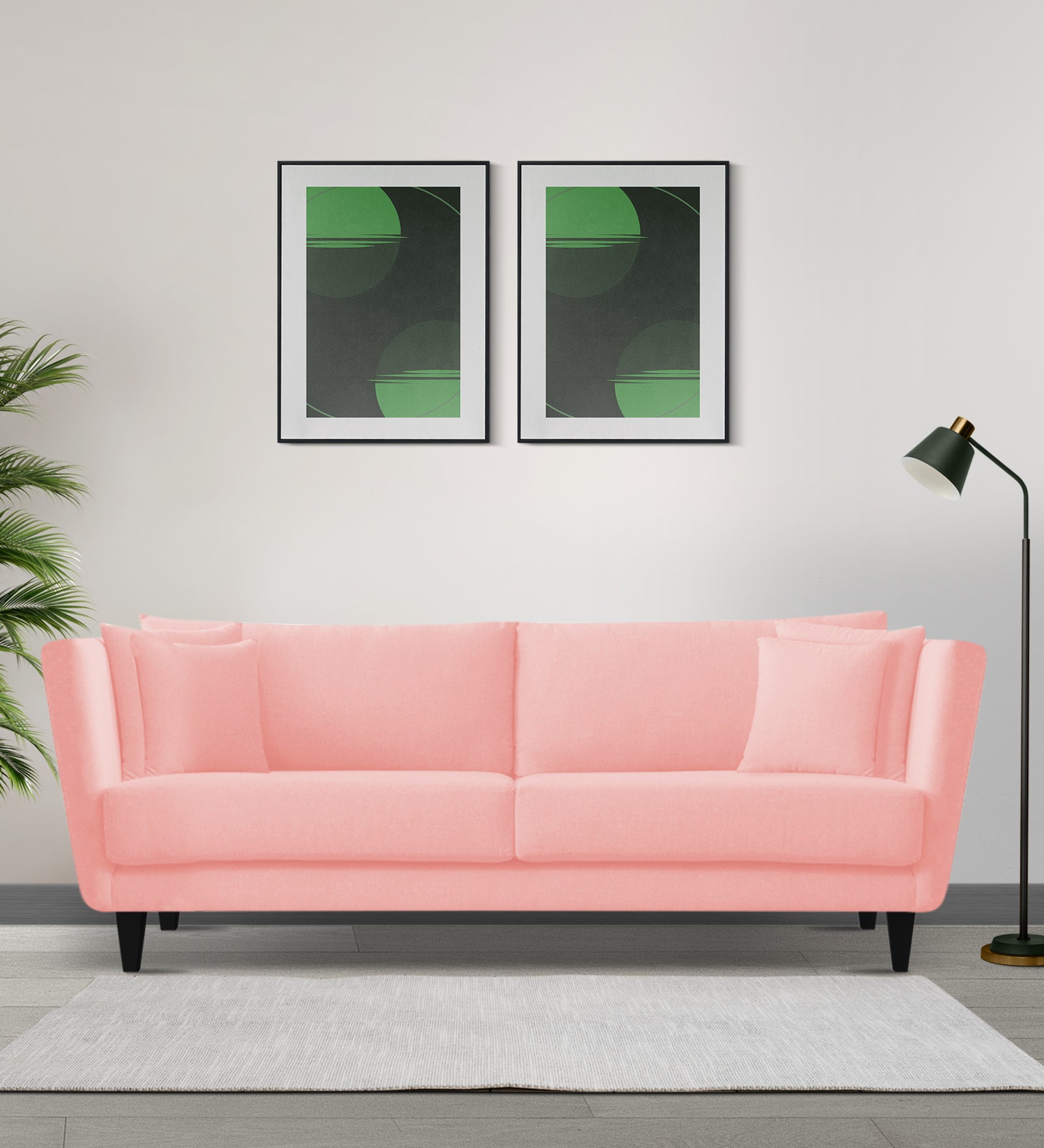 Norway Velvet 3 Seater Sofa In Millennial Pink Colour - Febonic Living