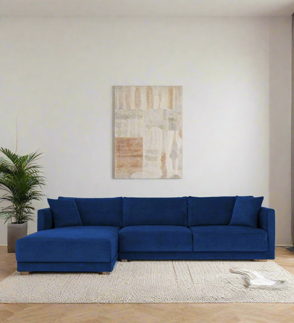 Northern Fabric RHS Sectional Sofa (3+Lounger) In Royal blue Colour - Febonic Living