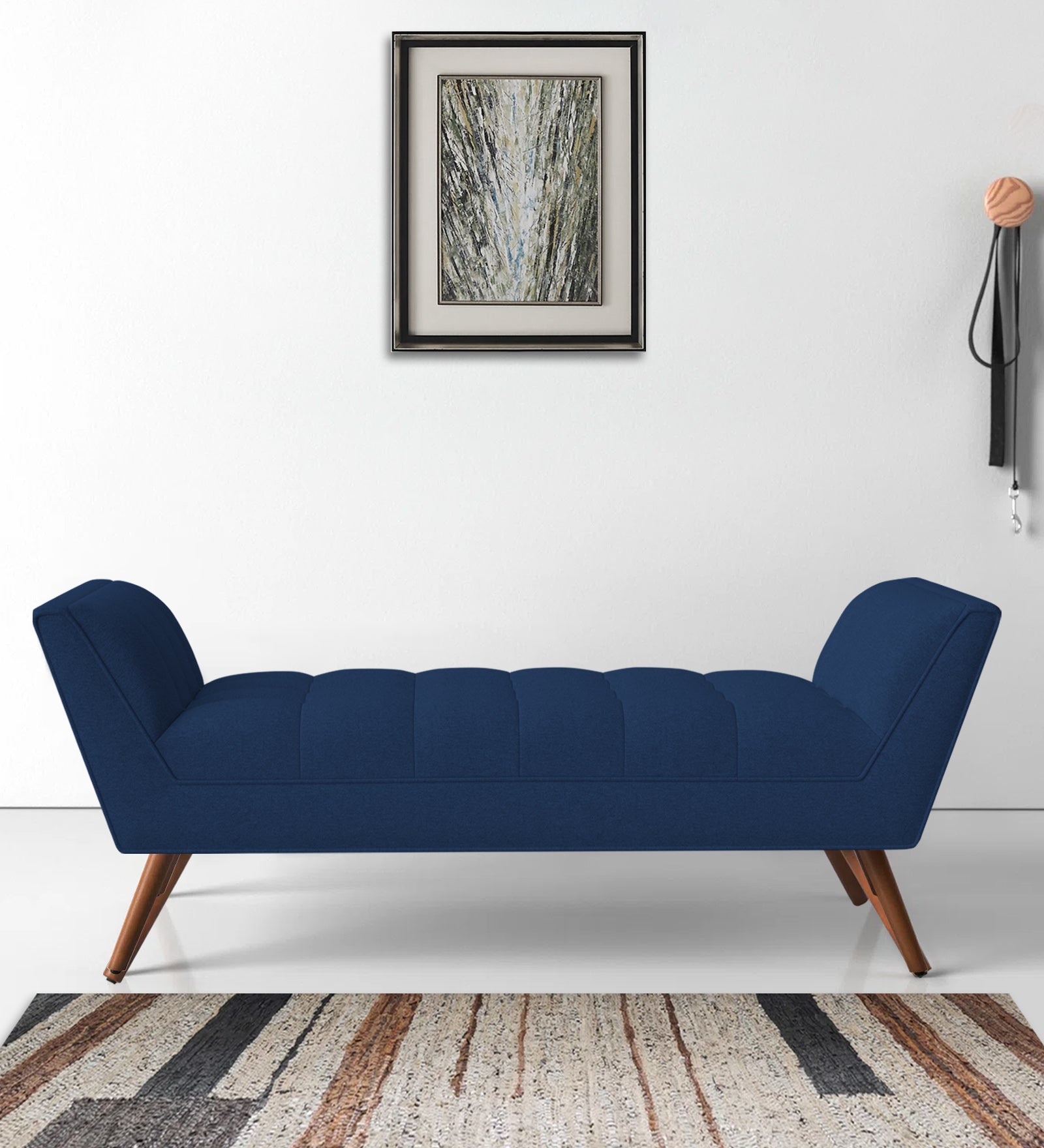 Cartes Velvet Bench In Imperial Blue Colour - Febonic Living