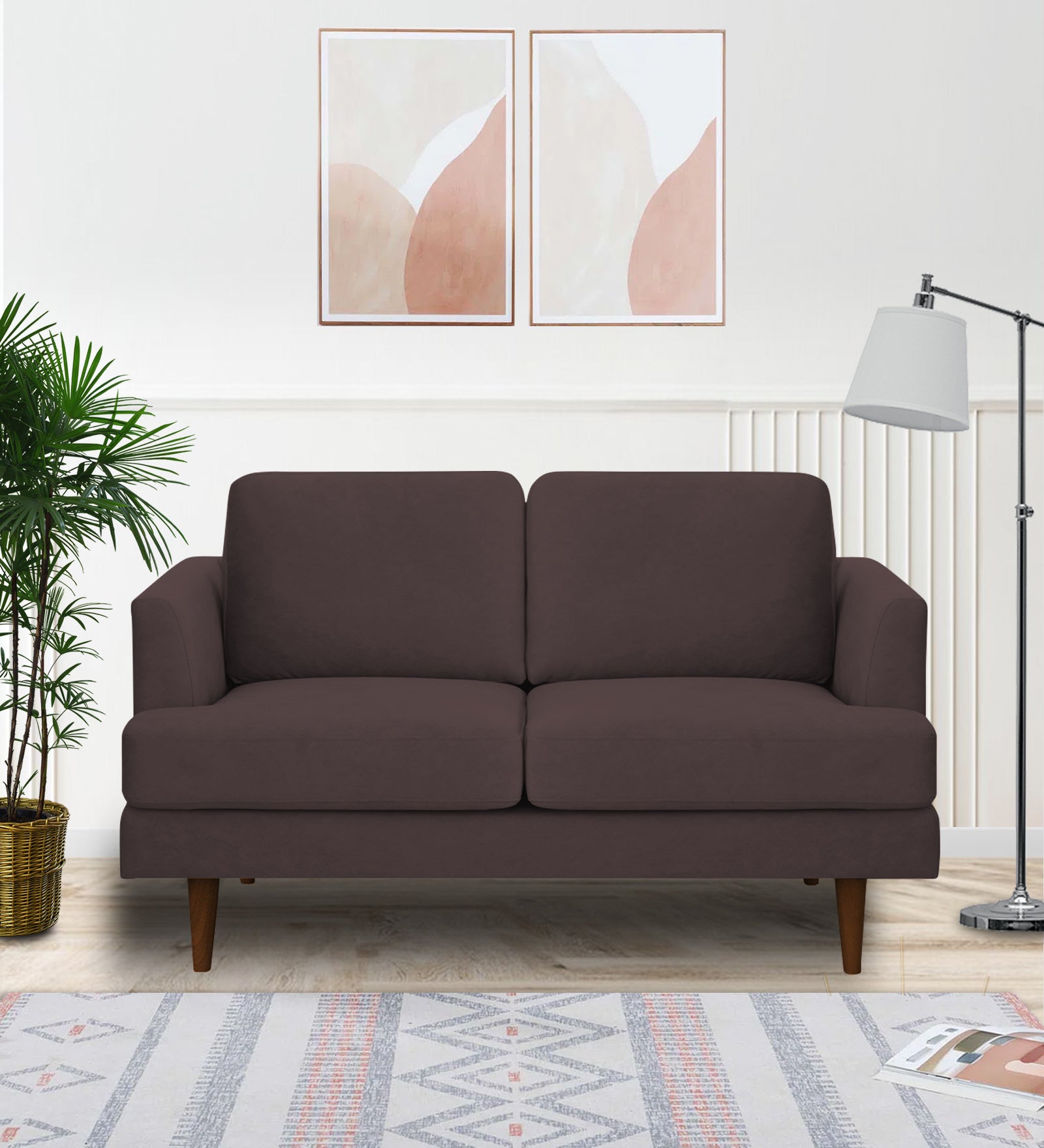 Motra Velvet 2 Seater Sofa In Mocha Brown Colour - Febonic Living