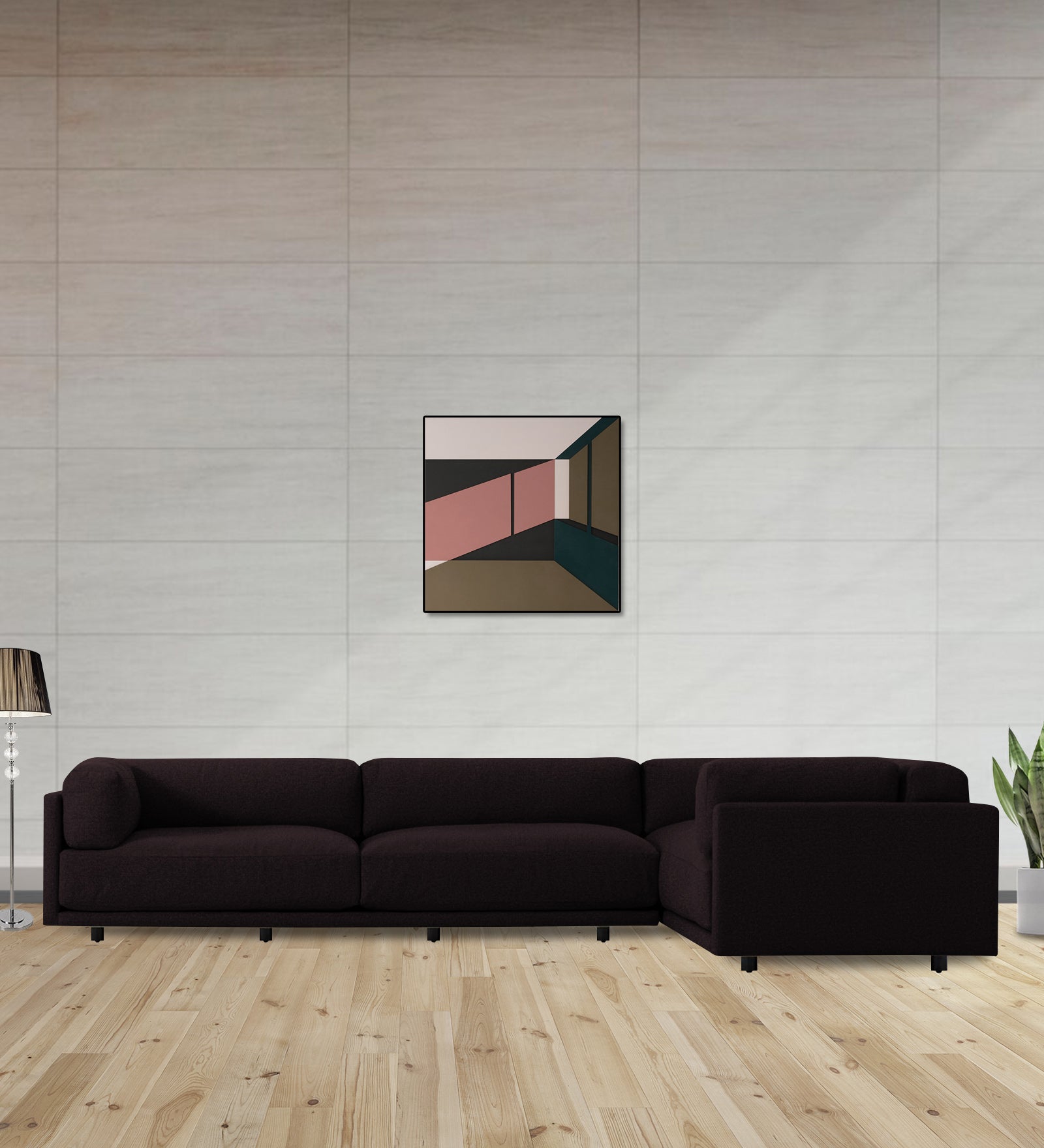 Nixon Fabric 6 Seater LHS Corner Sofa In Cara Brown Colour - Febonic Living