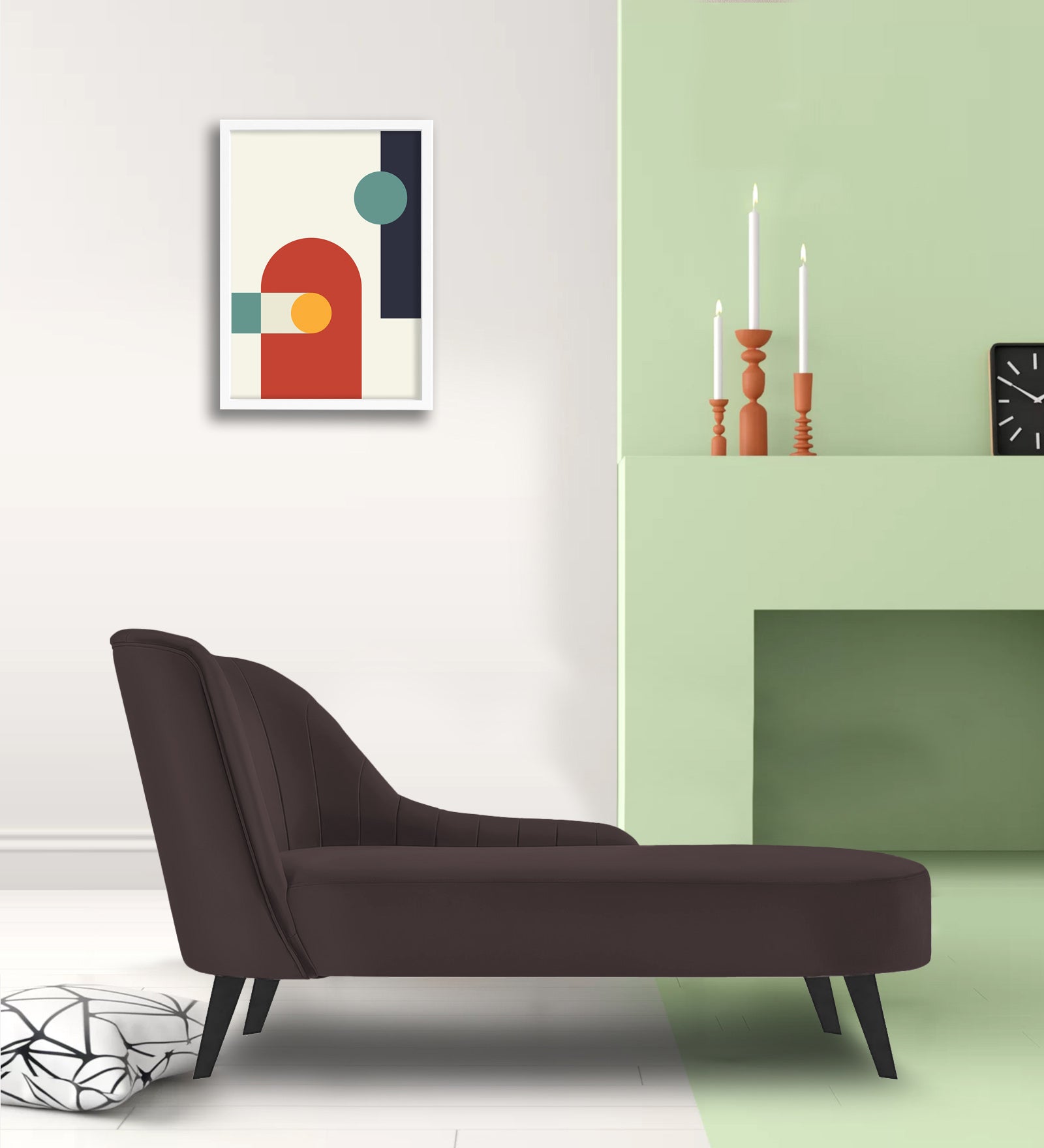 Flora Velvet RHS Chaise Lounger In Mocha Brown Colour - Febonic Living