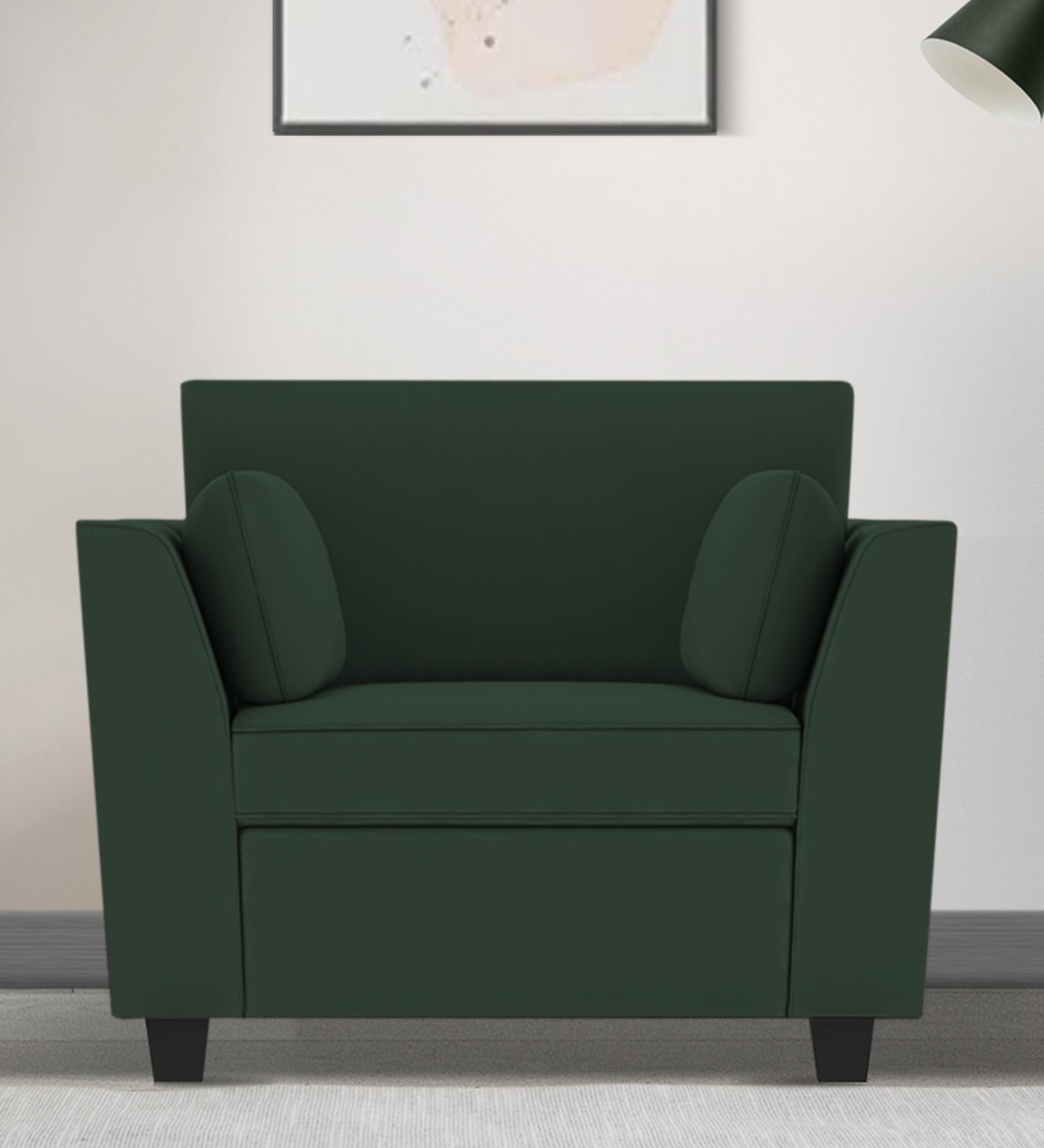 Bristo Velvet 1 Seater Sofa In Amazon Green Colour With Storage - Febonic Living