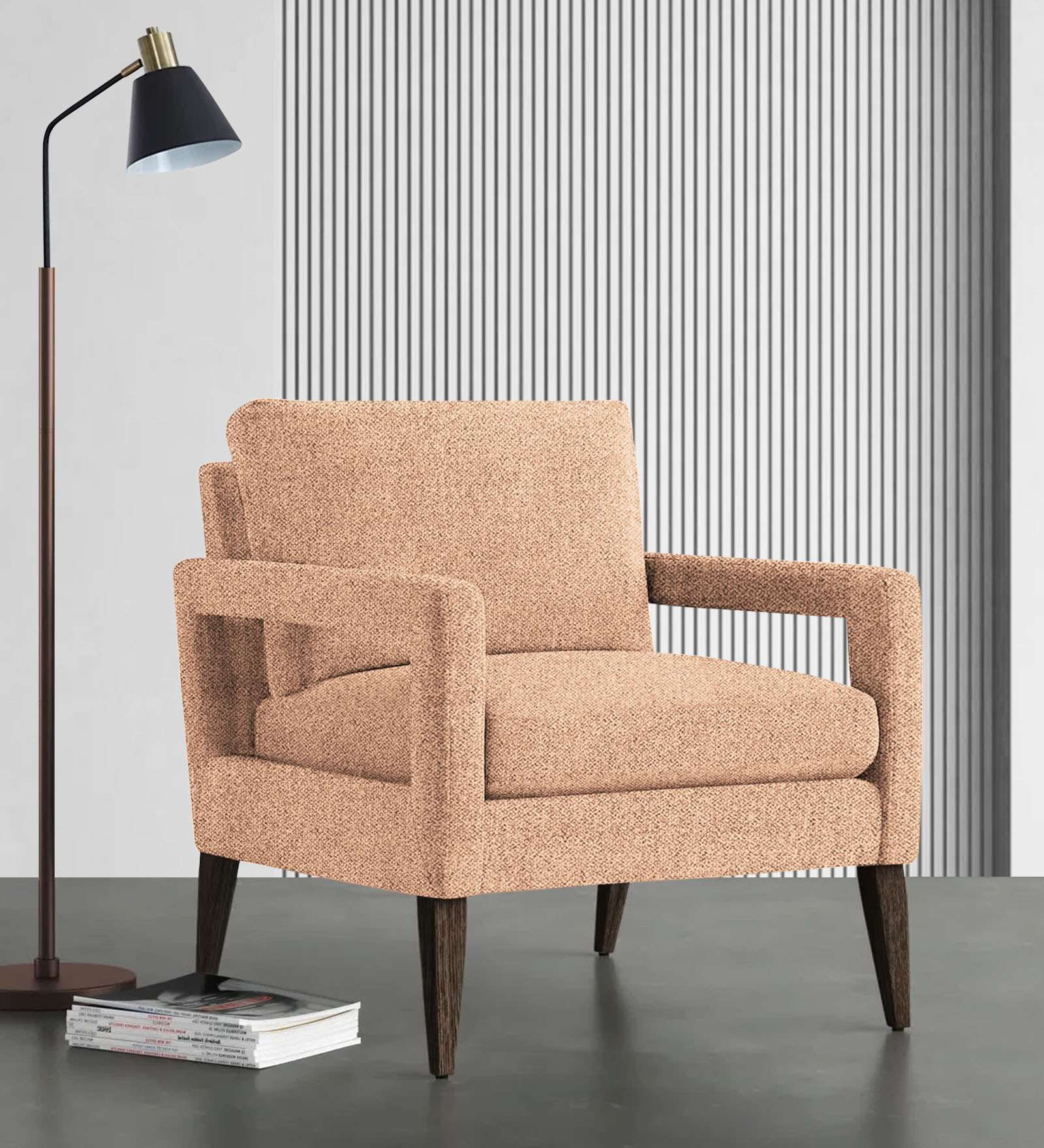 Olsen Fabric Arm Chair In cosmic-beige Colour