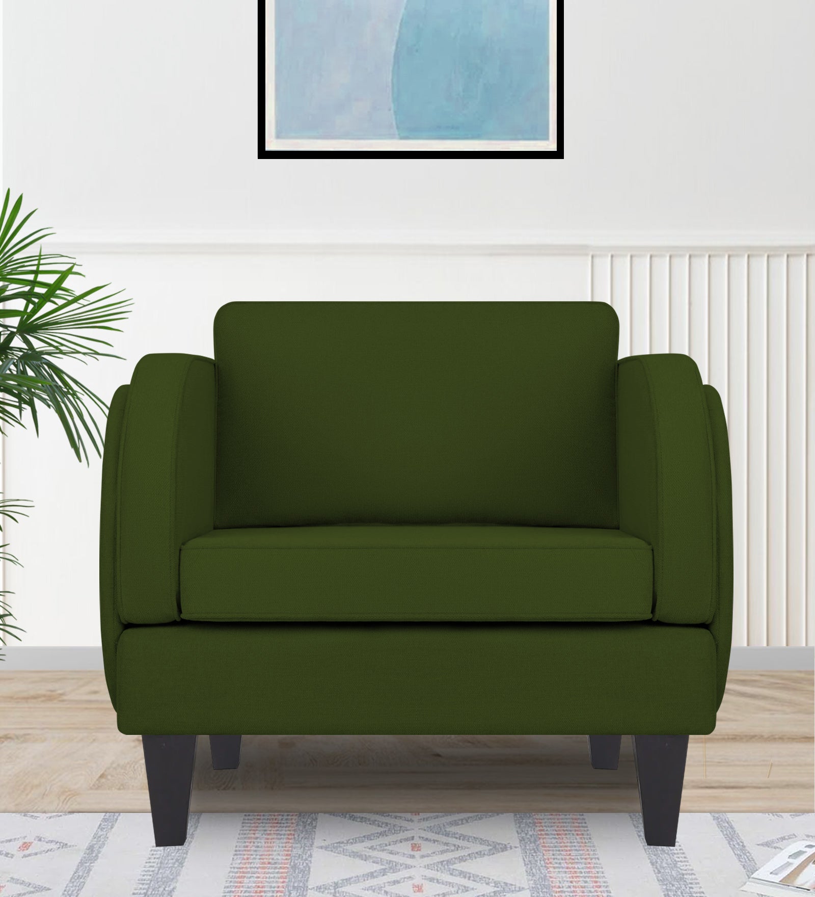 Siddy 1 Seater Fabric Sofa - Olive Green by Febonic Living