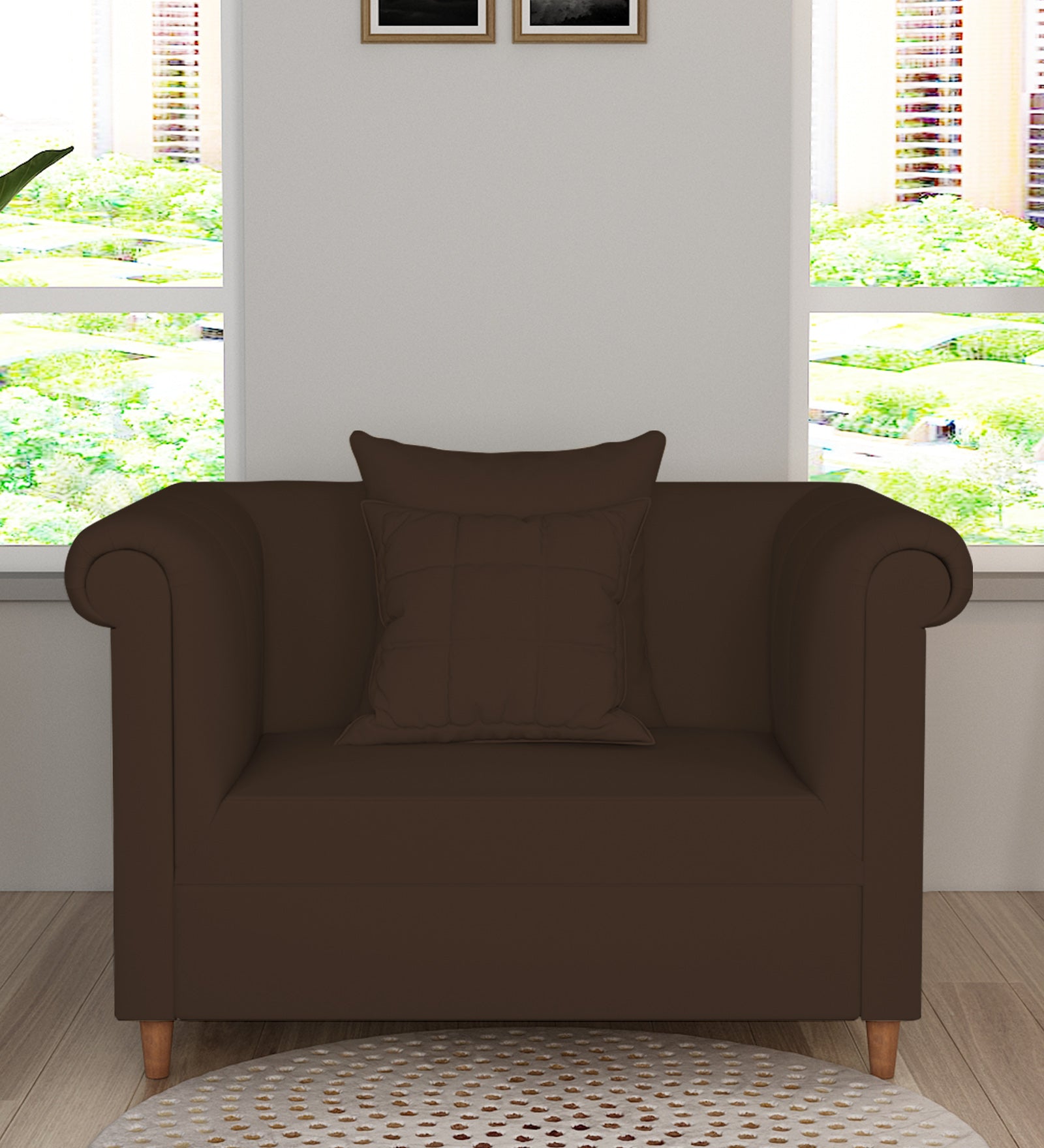 Rubi Velvet 1 Seater Sofa In Chocolate Brown Colour - Febonic Living