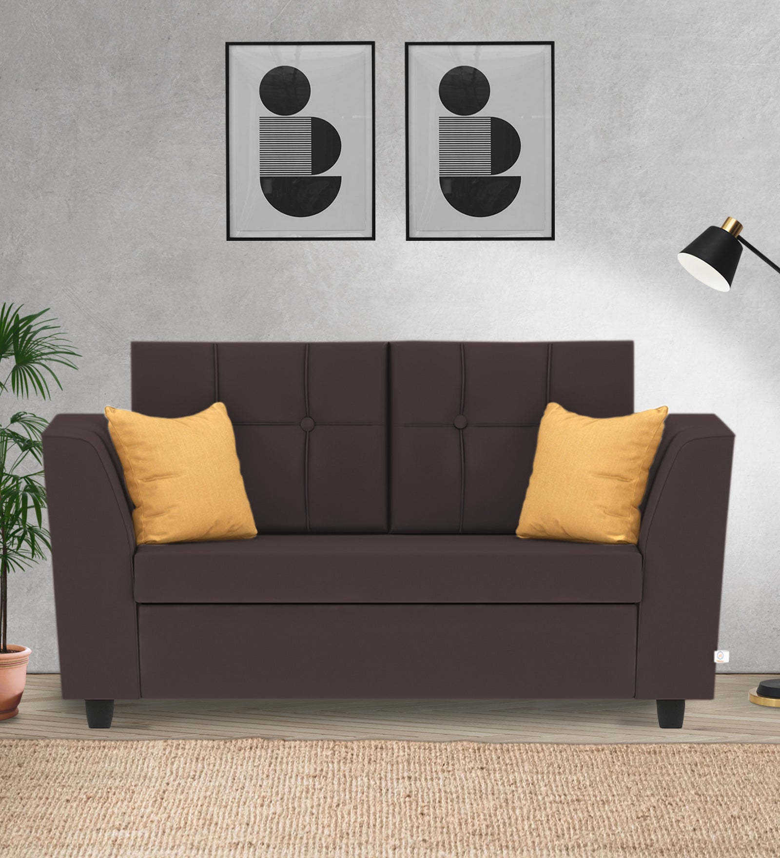 Nestin Velvet 2 Seater Sofa In Mocha Brown Colour - Febonic Living