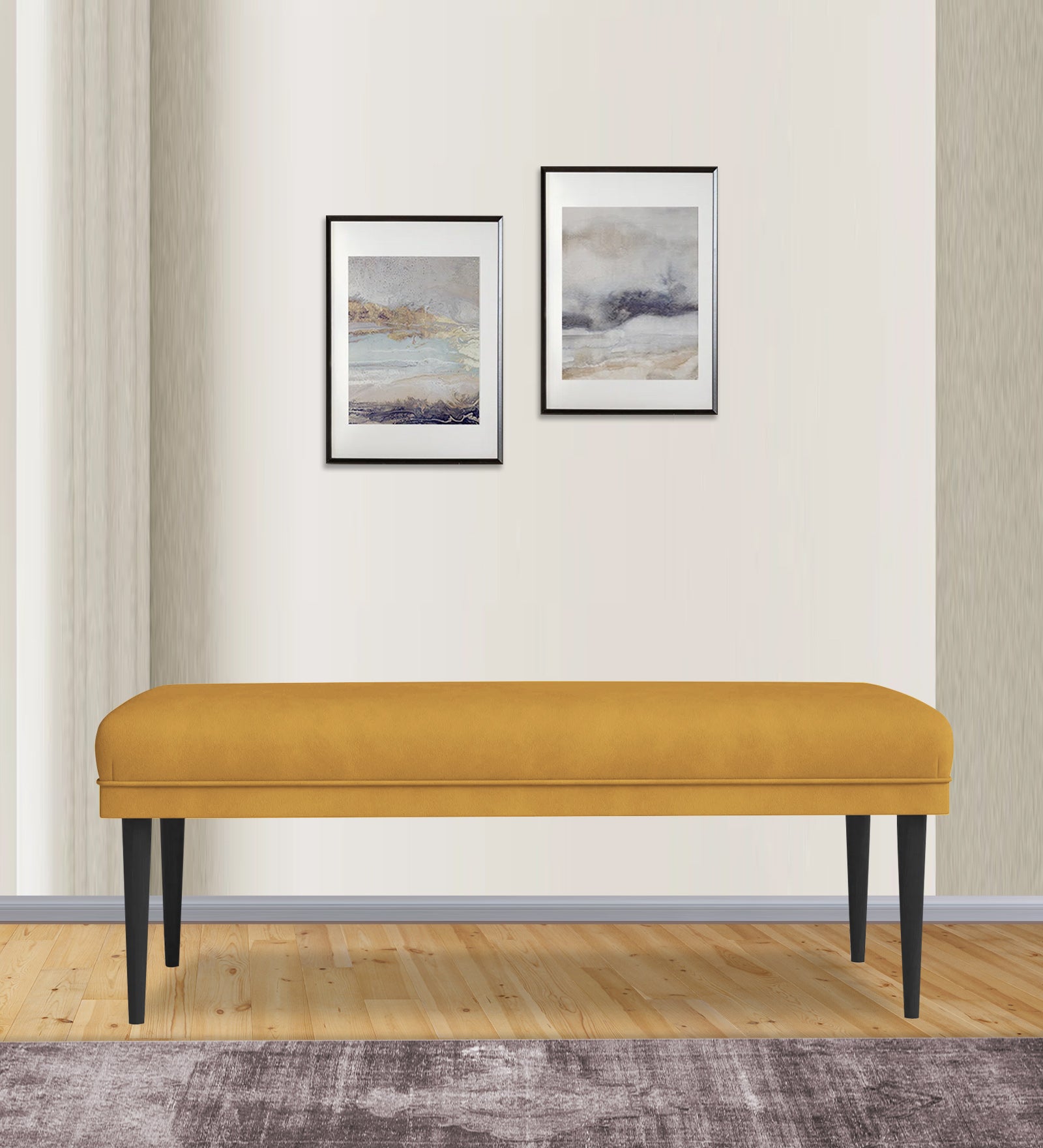 Summer Fabric Bench In Blush Yellow Colour - Febonic Living