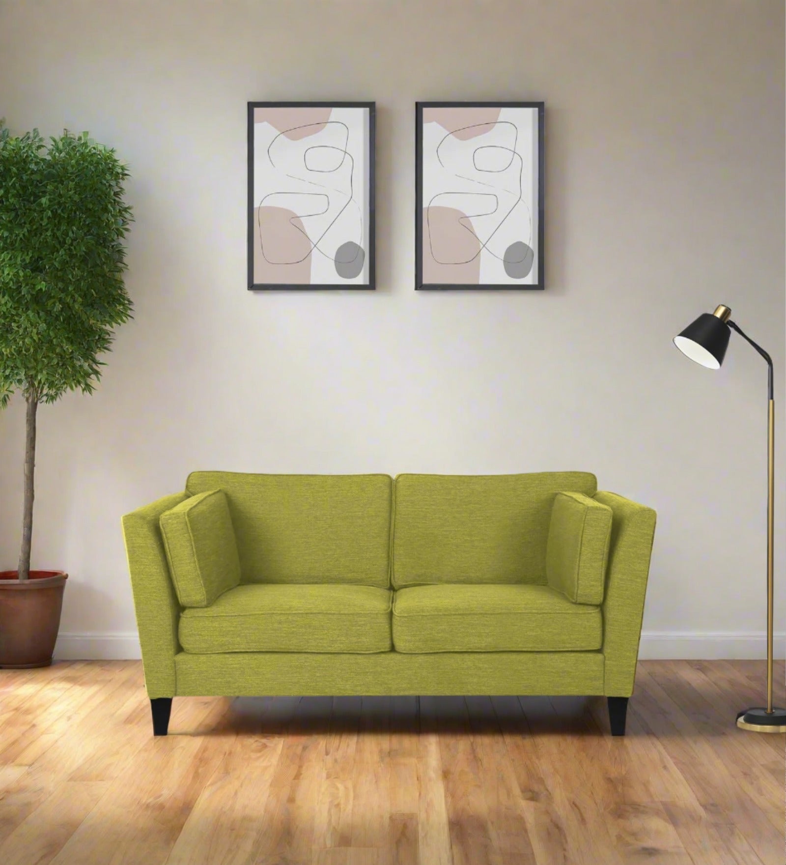 Nigar Fabric 2 Seater Sofa In Parrot Green Colour - Febonic Living