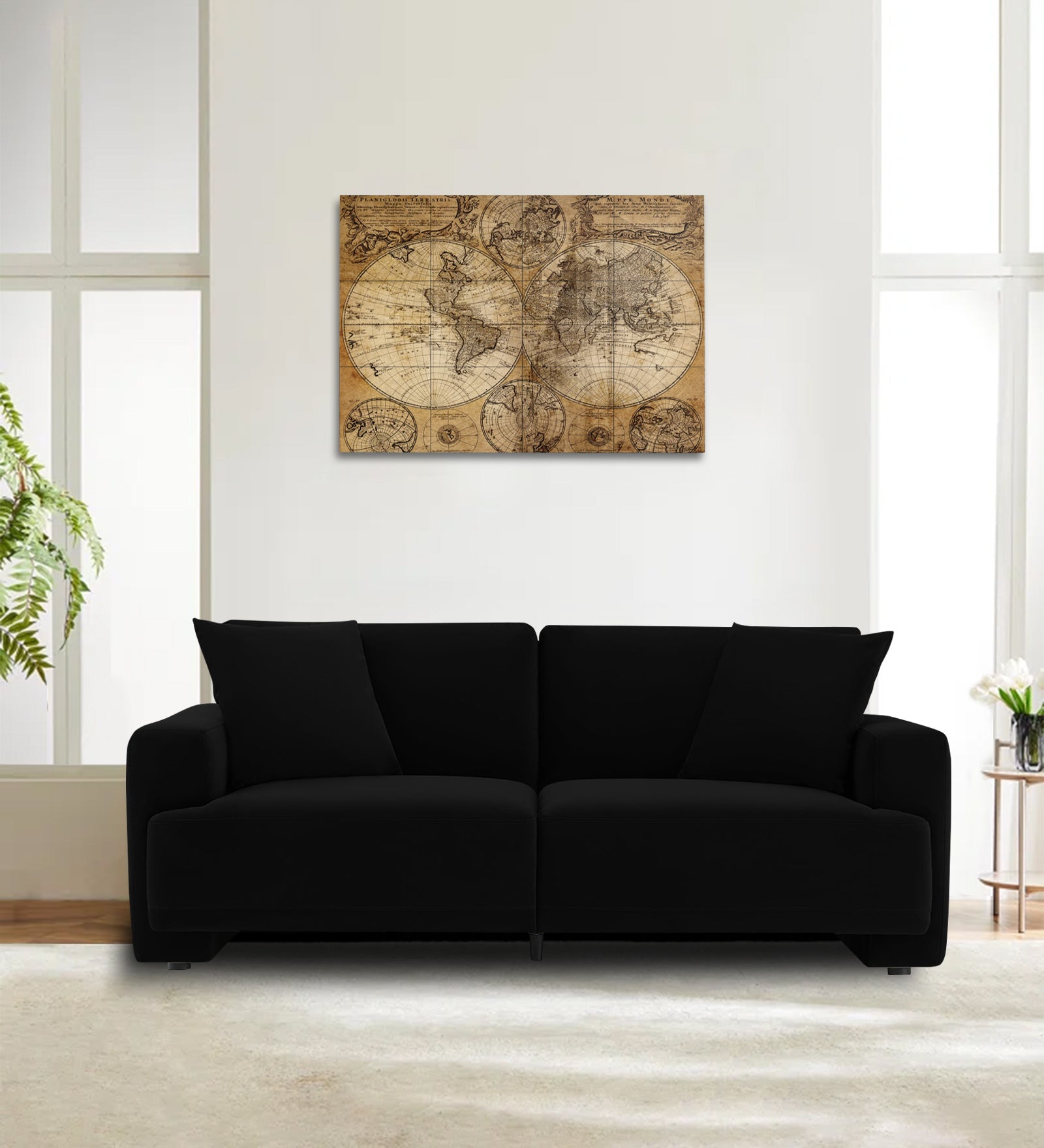 Kosta Velvet 2 Seater Sofa In Adam Black Colour - Febonic Living