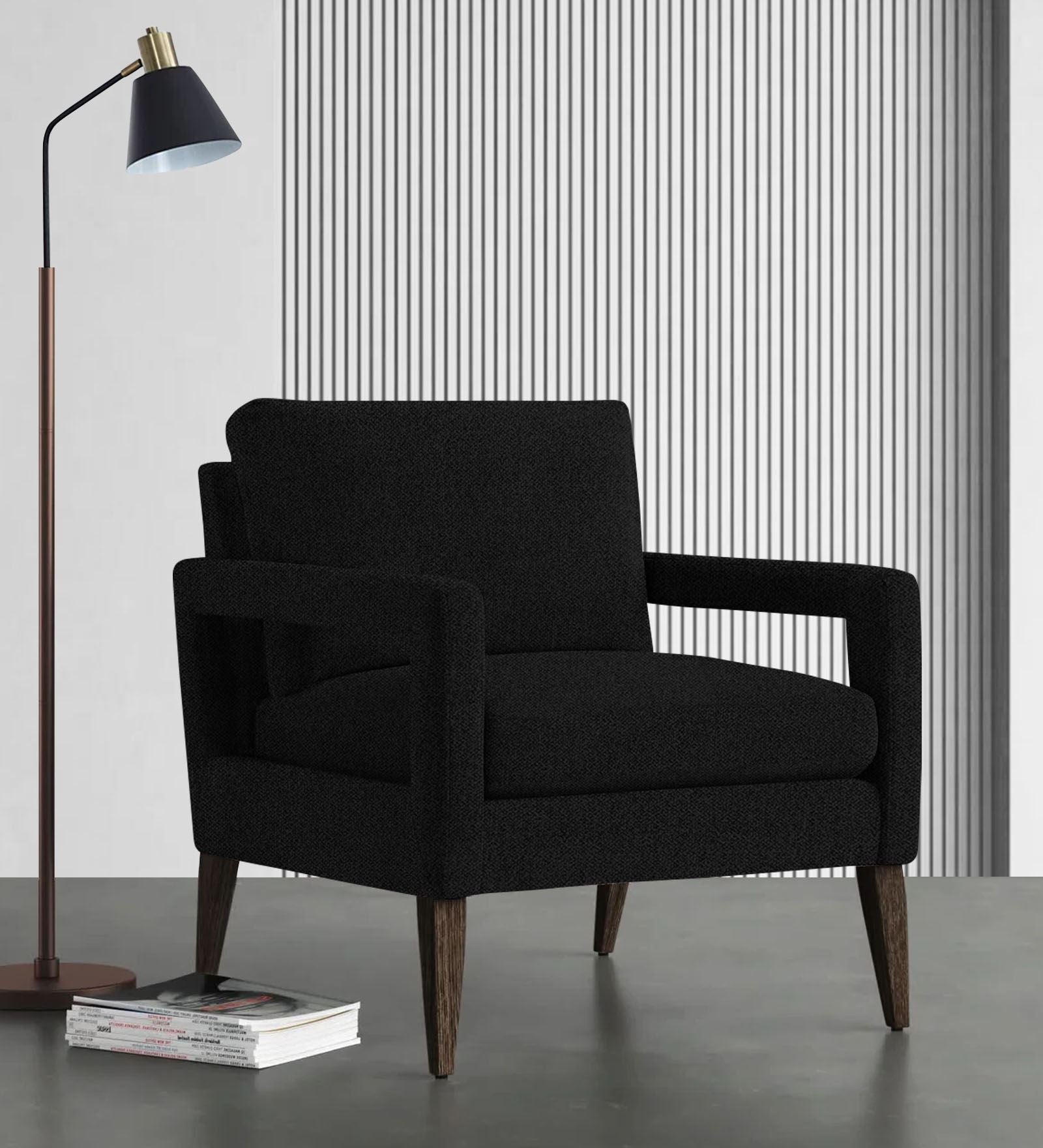 Olsen Fabric Arm Chair In Zed Black Colour - Febonic Living