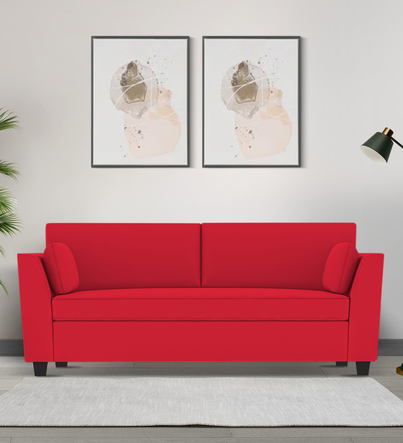 Bristo Velvet 3 Seater Sofa In ox blood maroon Colour With Storage - Febonic Living