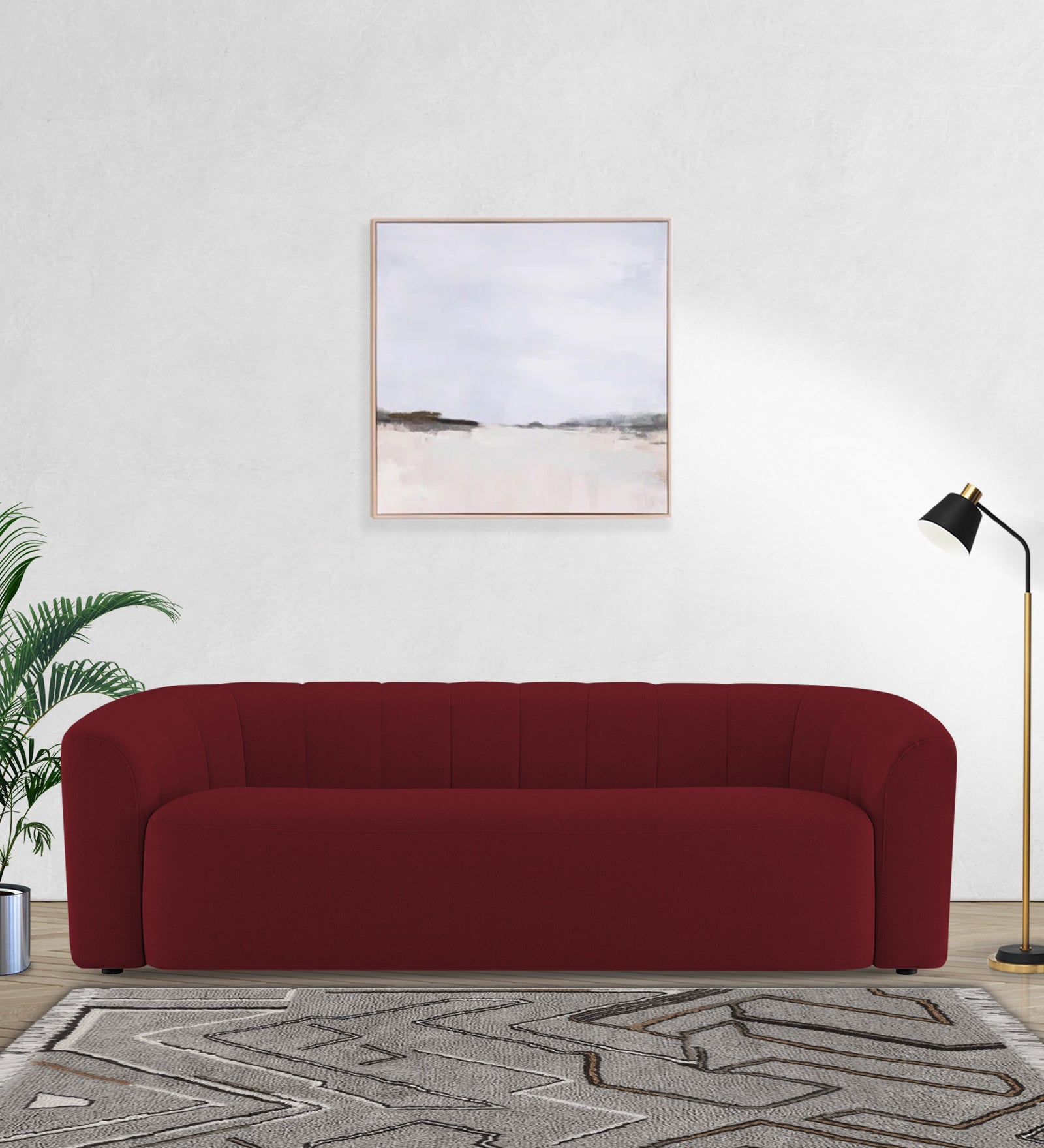 Mara Fabric 3 Seater Sofa In Blood Maroon Colour