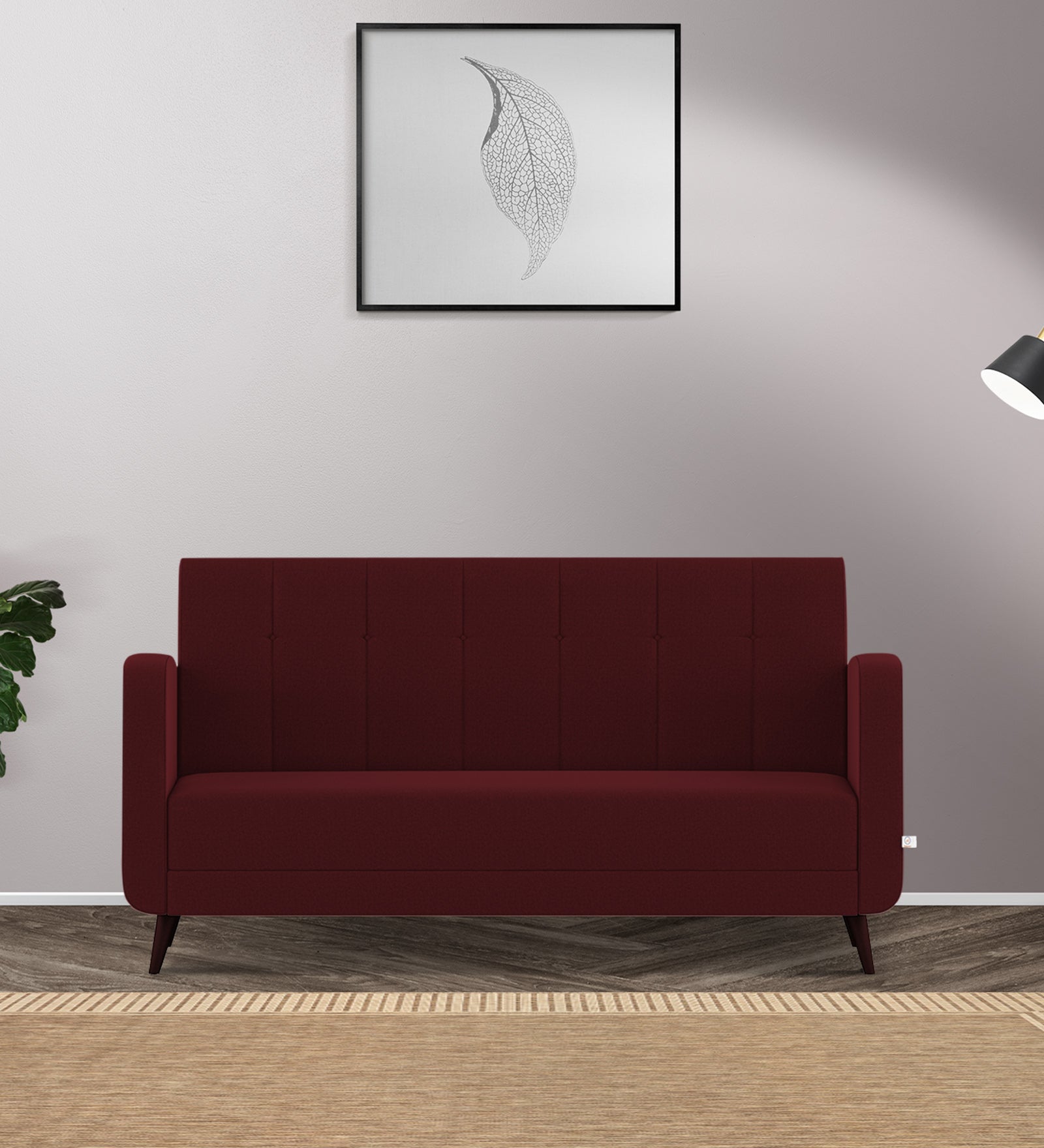 Wiki Velvet 3 Seater Sofa In Blood Maroon Colour - Febonic Living