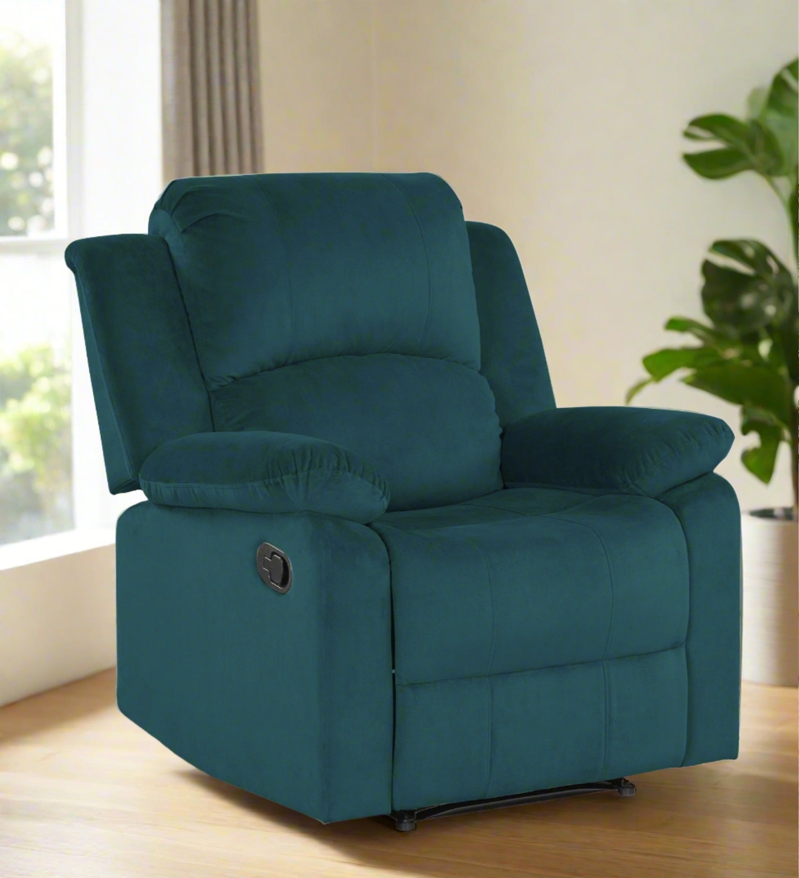 Lexi Fabric 1 Seater Motorized Recliner In Arabian green Colour - Febonic Living