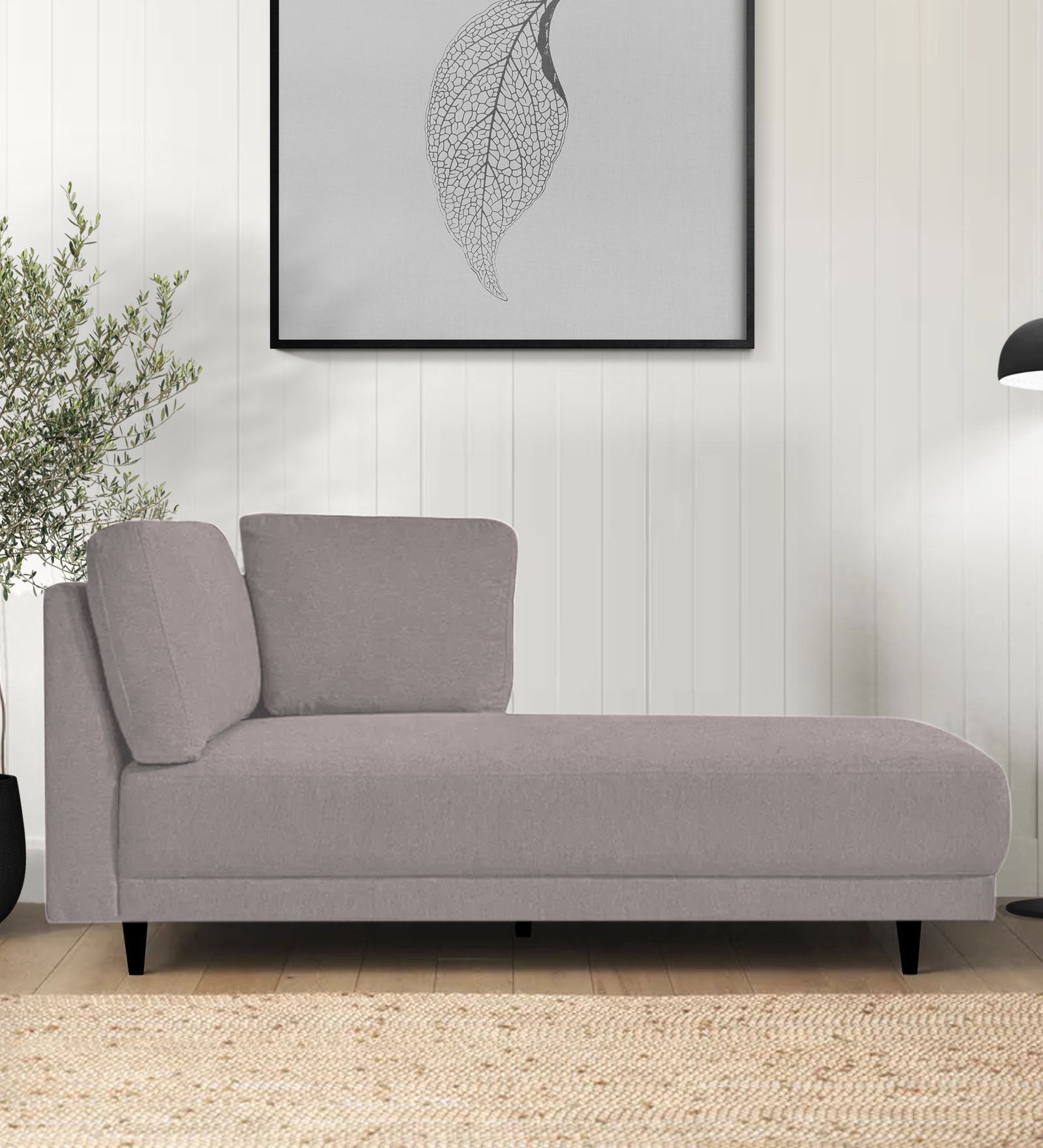 Jonze Velvet RHS Chaise Lounger In Pearl Grey Colour - Febonic Living