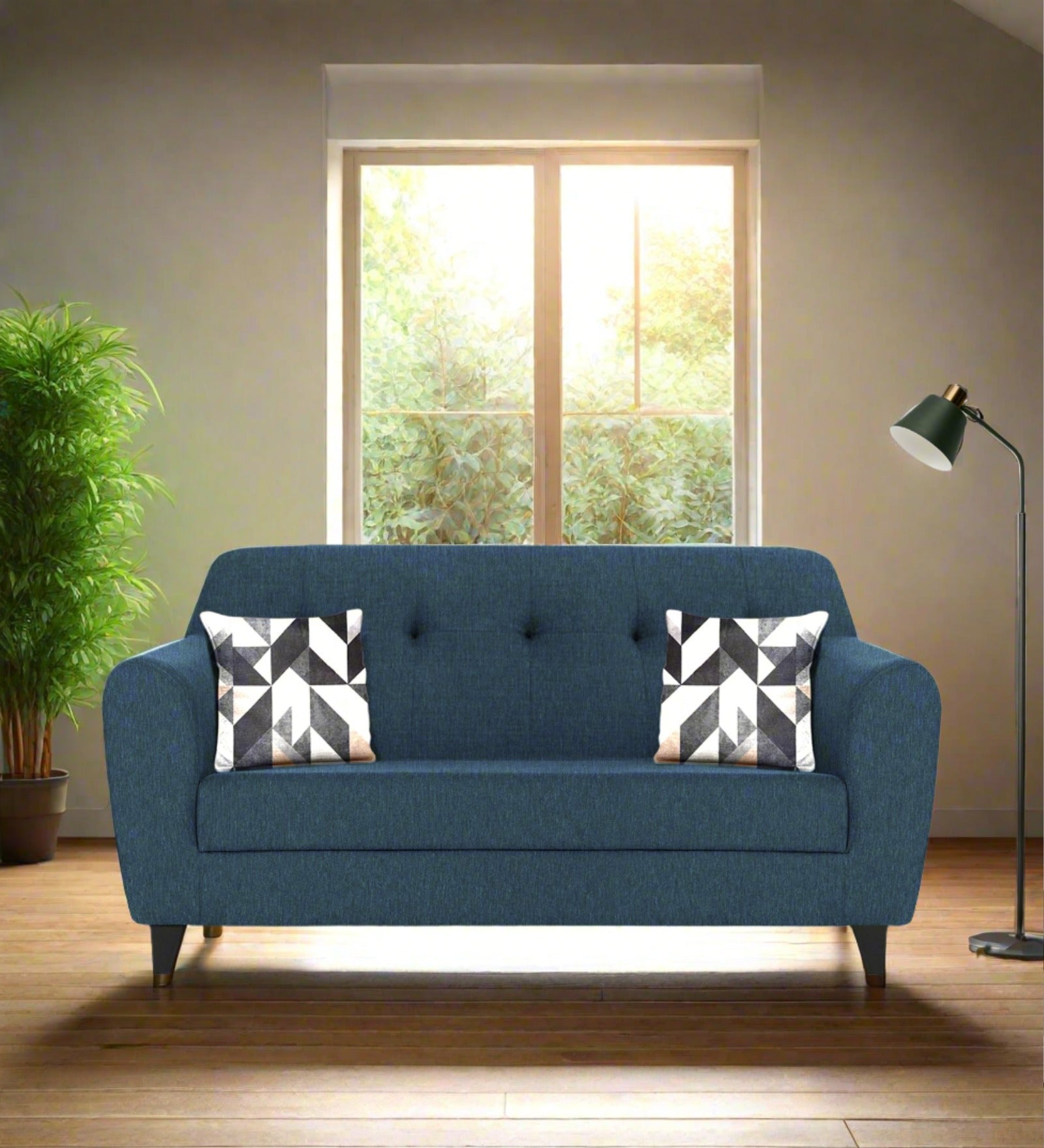 Melaan Fabric 2 Seater Sofa In Light Blue Colour - Febonic Living