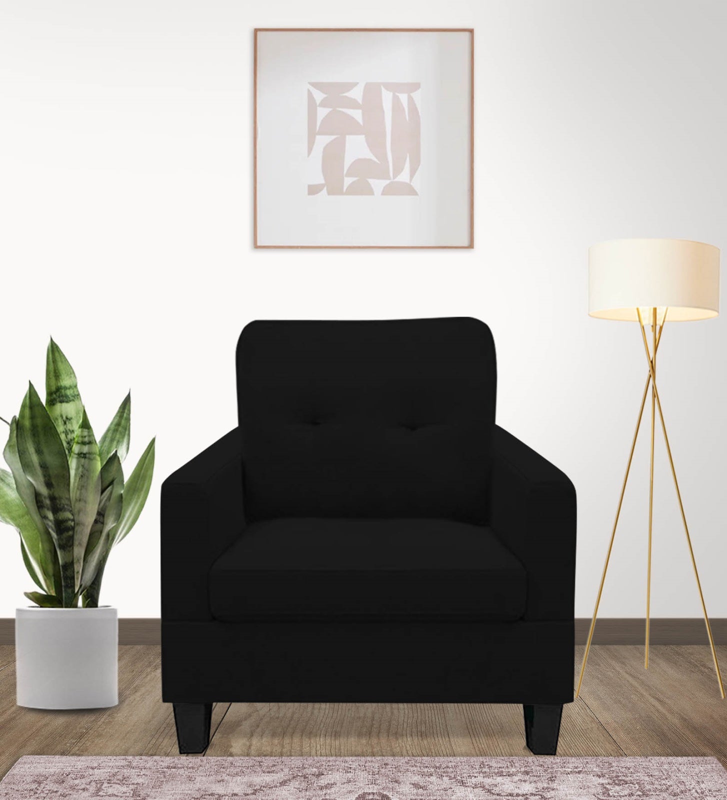 Thomas Fabric 1 Seater Sofa In Zed Black Colour - Febonic Living