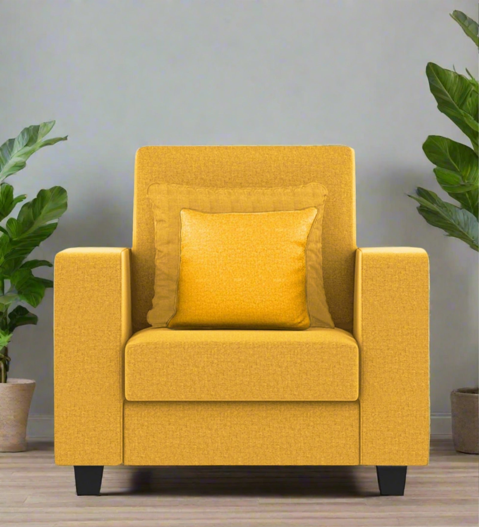 Nabi Fabric 1 Seater Sofa In Bold Yellow Colour - Febonic Living