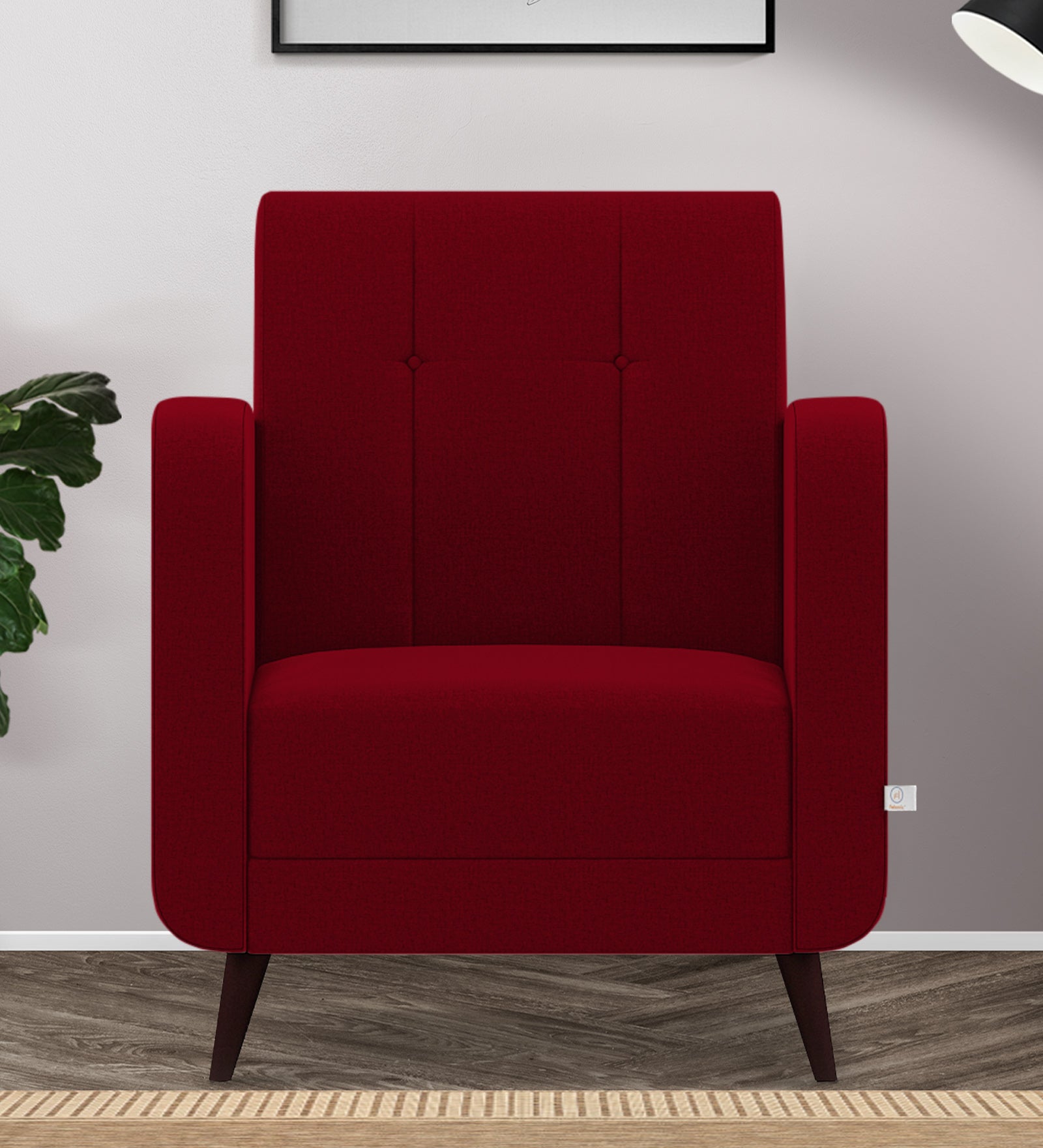 Wiki Velvet 1 Seater Sofa In Cherry Red Colour - Febonic Living