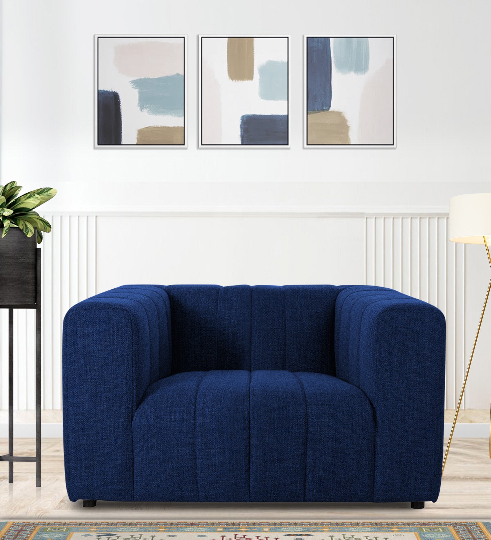 Lara Fabric 1 Seater Sofa In Royal Blue Colour - Febonic Living