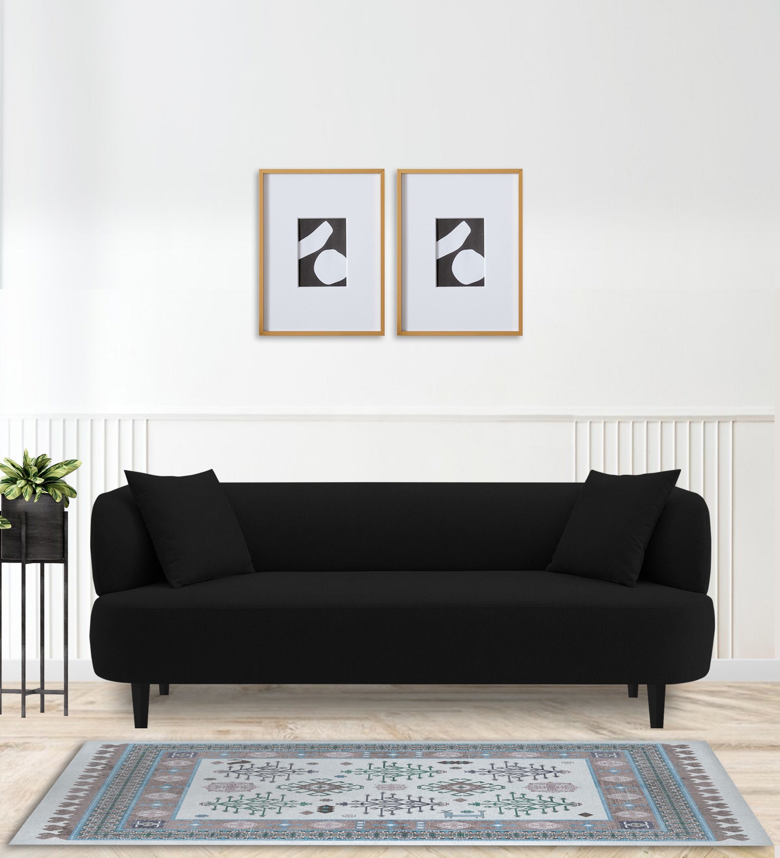 Carson Fabric 3 Seater Sofa in Heather Black Colour