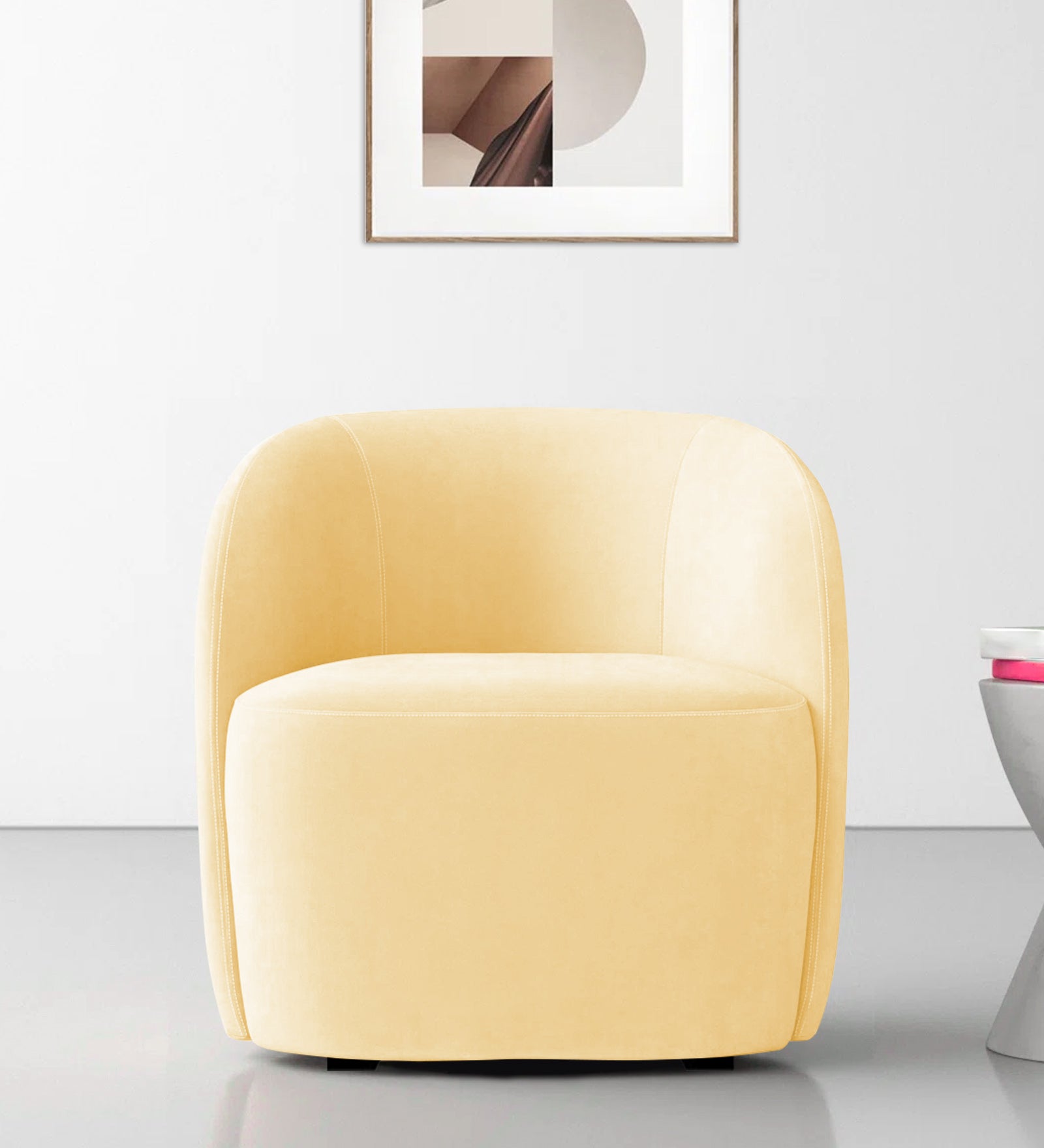 Lucky Velvet Wing Chair In Sandy Beige Colour - Febonic Living