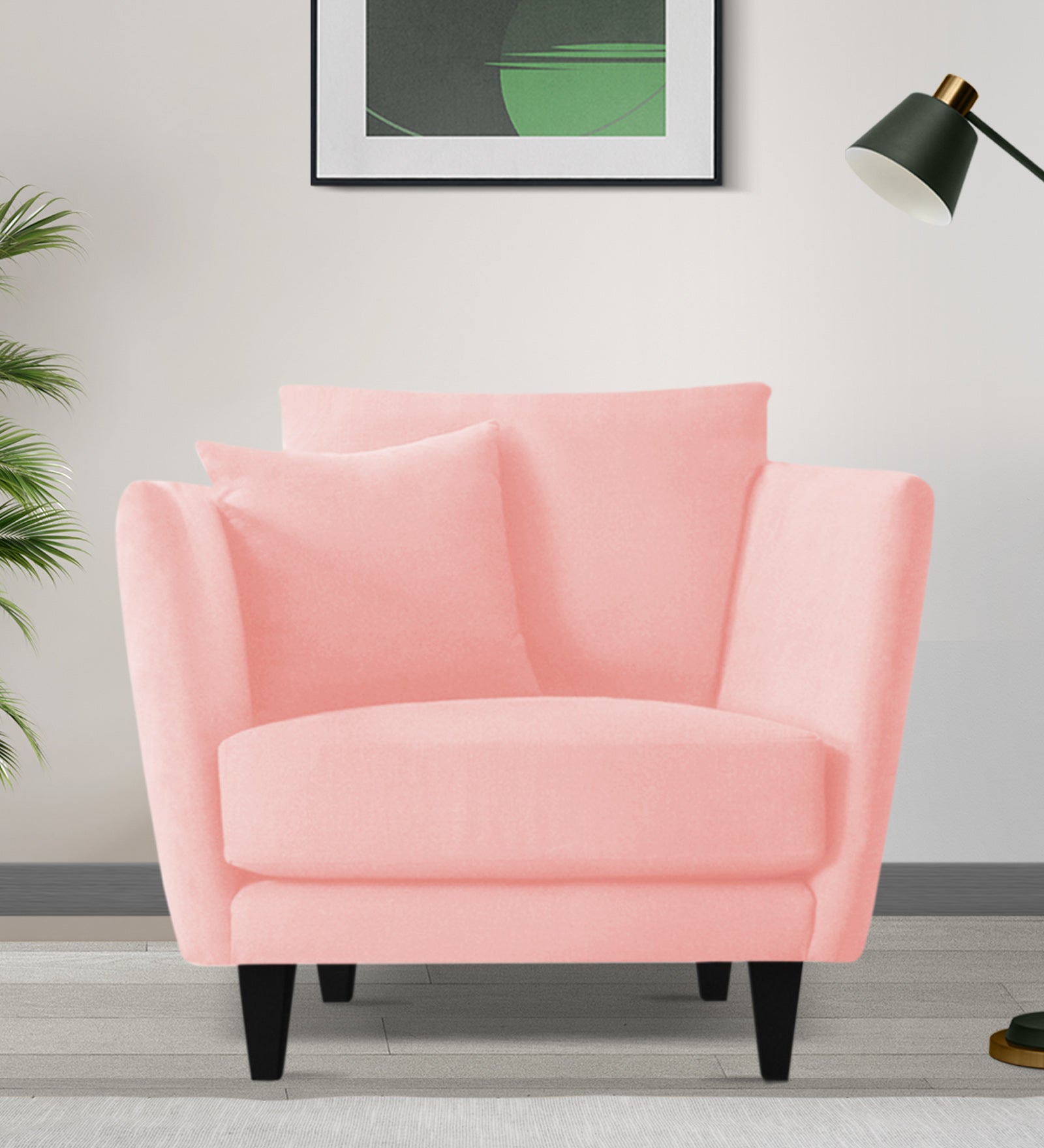 Norway Velvet 1 Seater Sofa In Millennial Pink Colour - Febonic Living