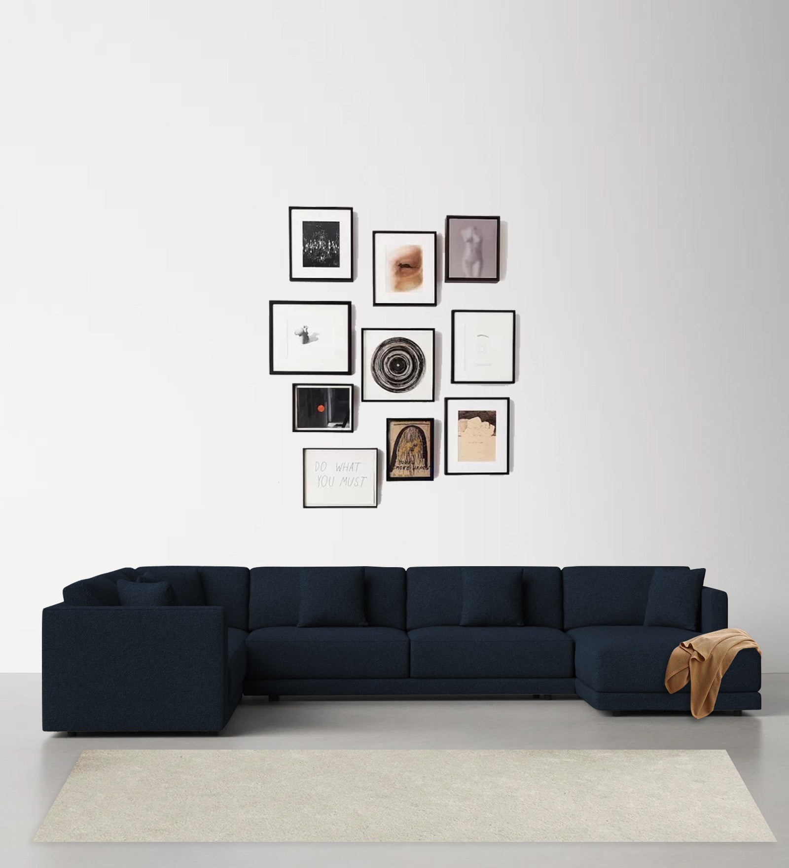 Carlin Fabric LHS 8 Seater Sectional Sofa In Denim Blue Colour - Febonic Living