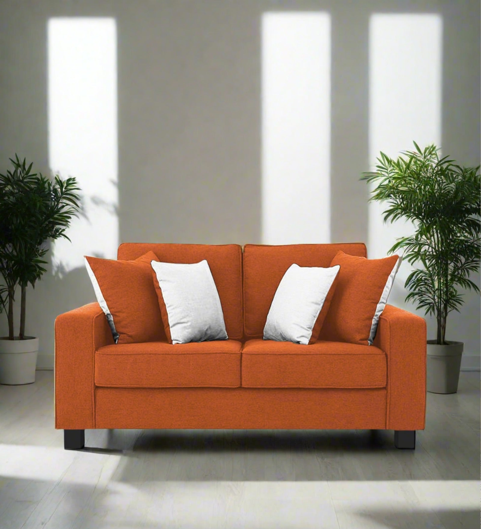 Ladybug Fabric 2 Seater Sofa In Vivid Orange Colour - Febonic Living