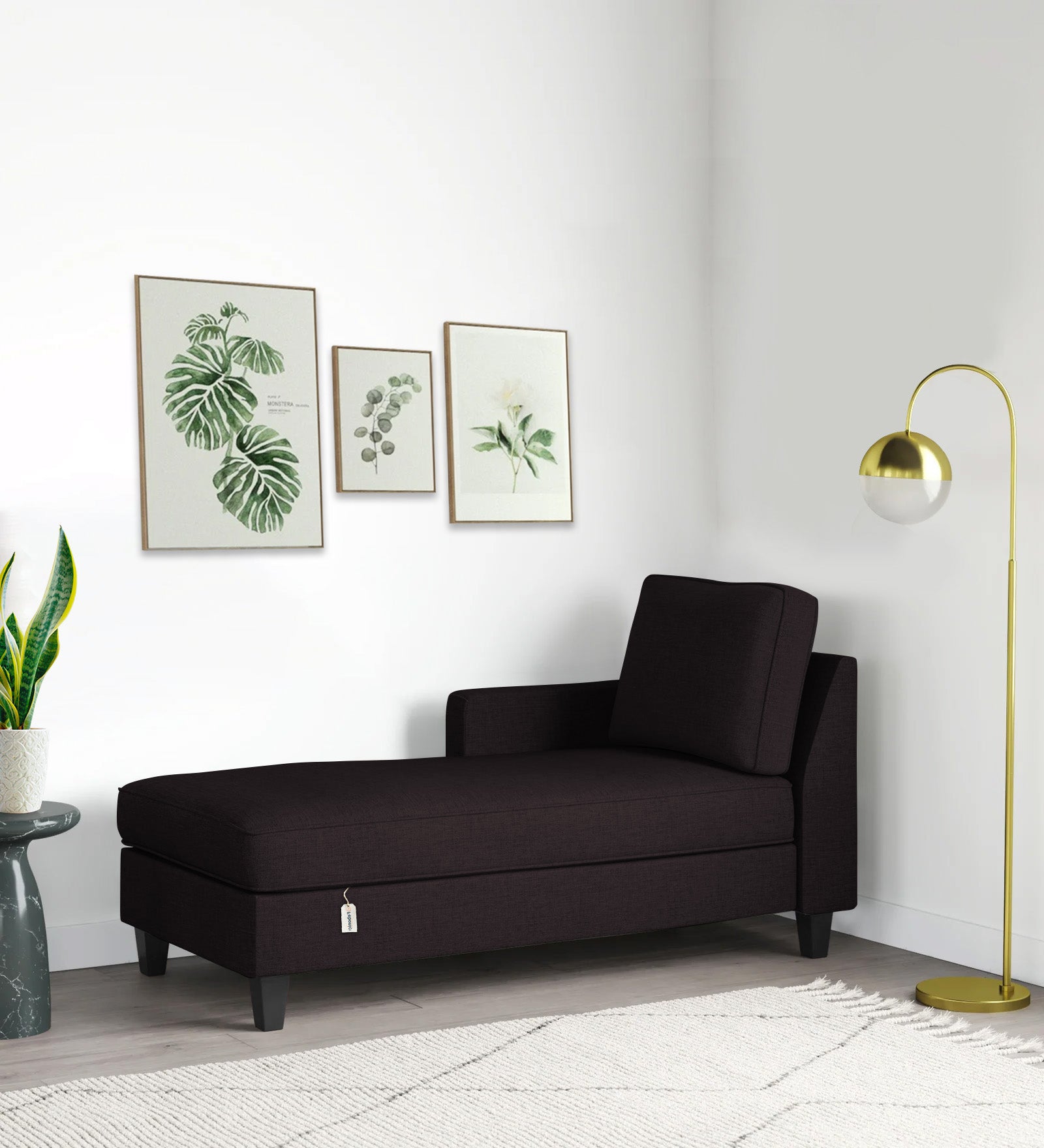 Royee Fabric LHS Chaise Lounger In Cara Brown Colour With Storage - Febonic Living