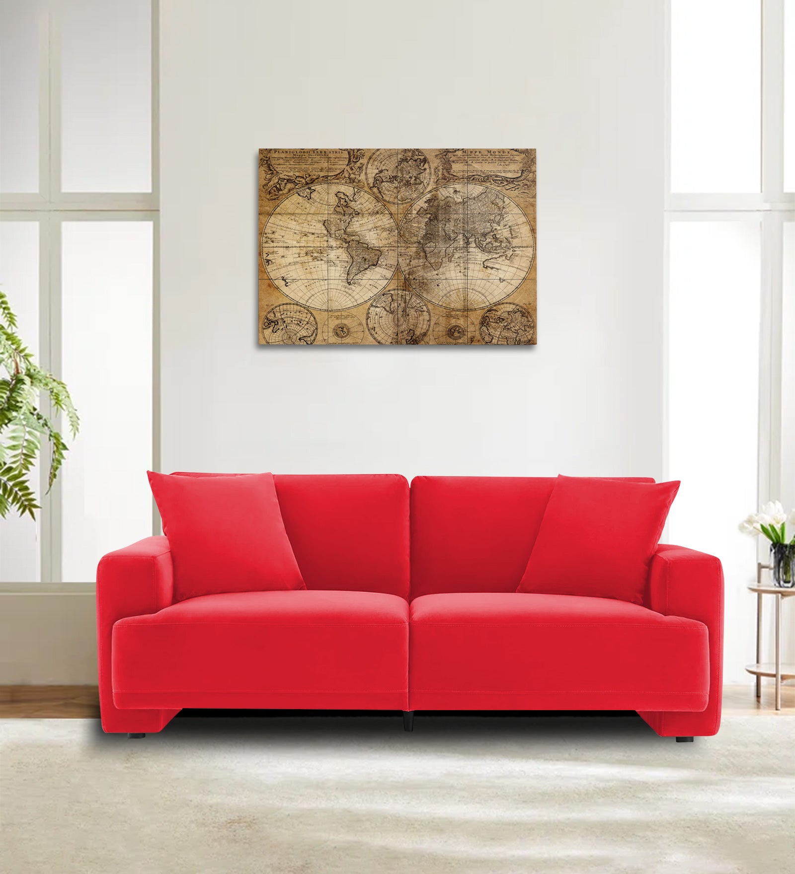 Kosta Velvet 2 Seater Sofa in Ox Blood Maroon Colour