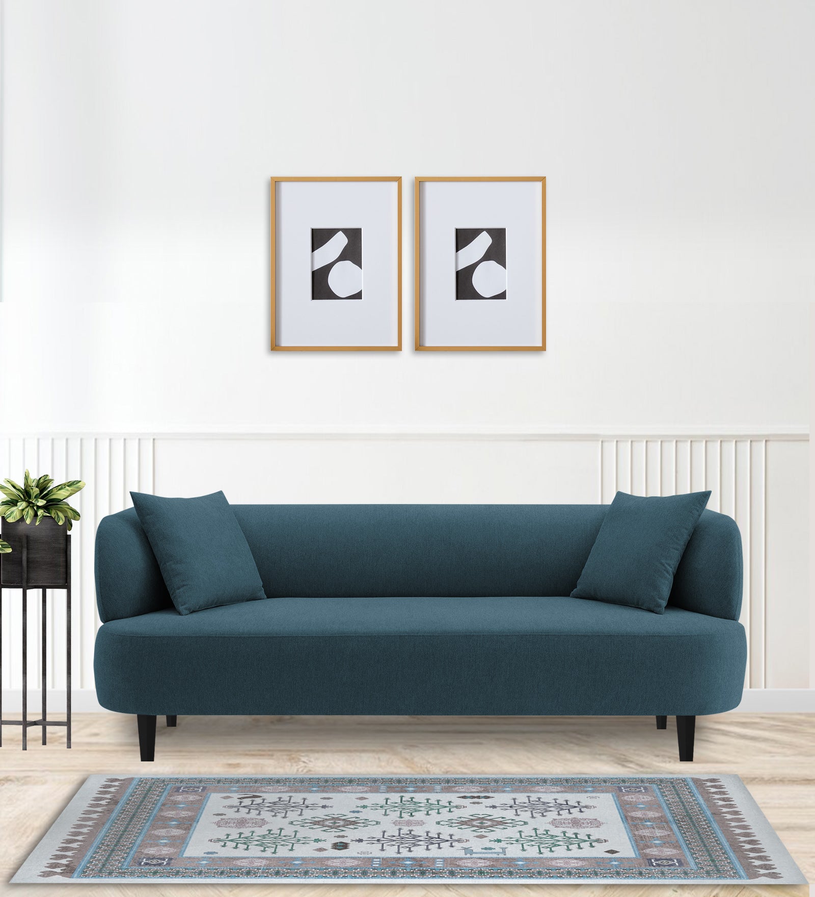 Carson Fabric Seater Sofa In Harbour Blue Colour