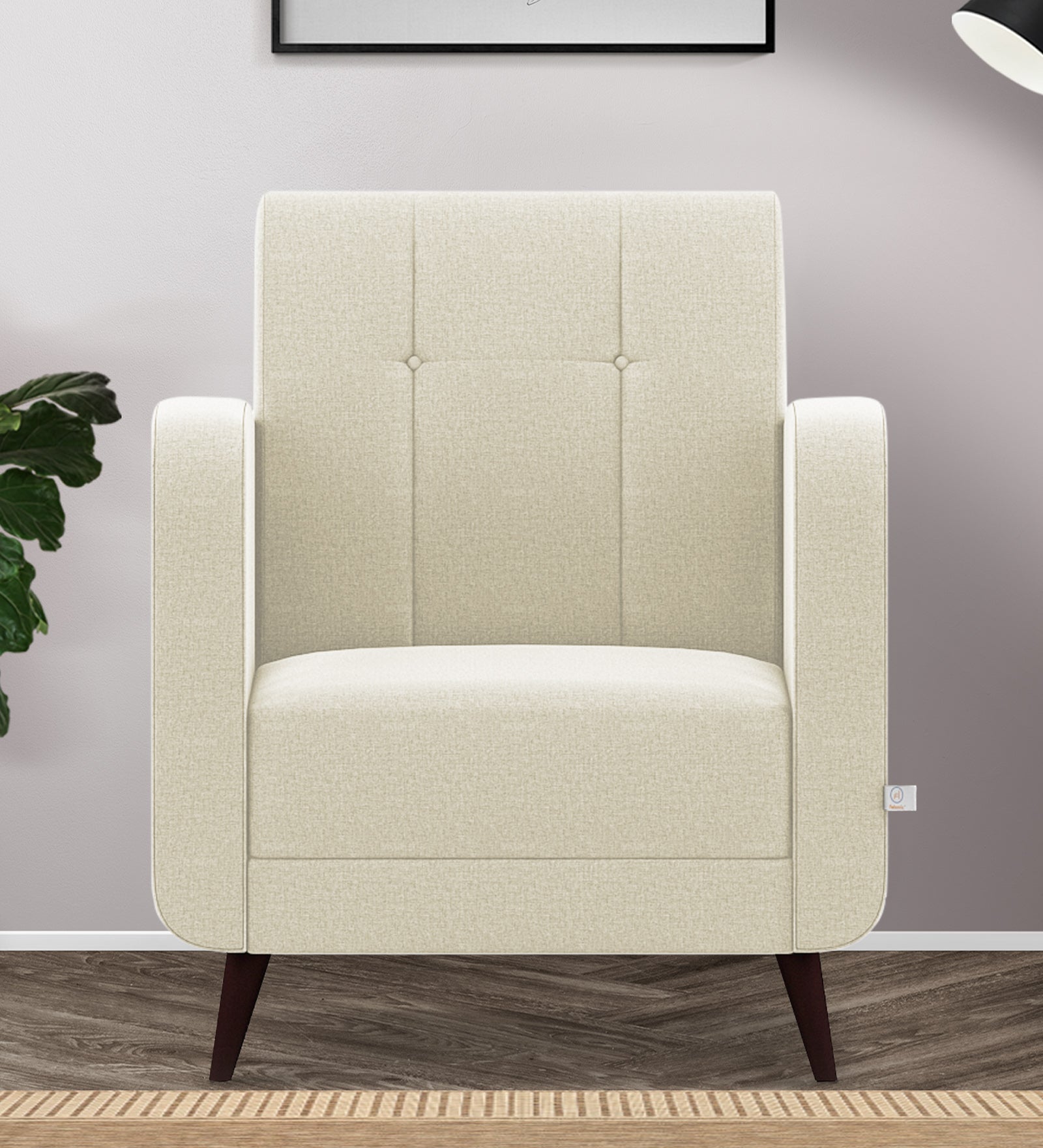 Wiki Velvet 1 Seater Sofa In Warm White Colour - Febonic Living