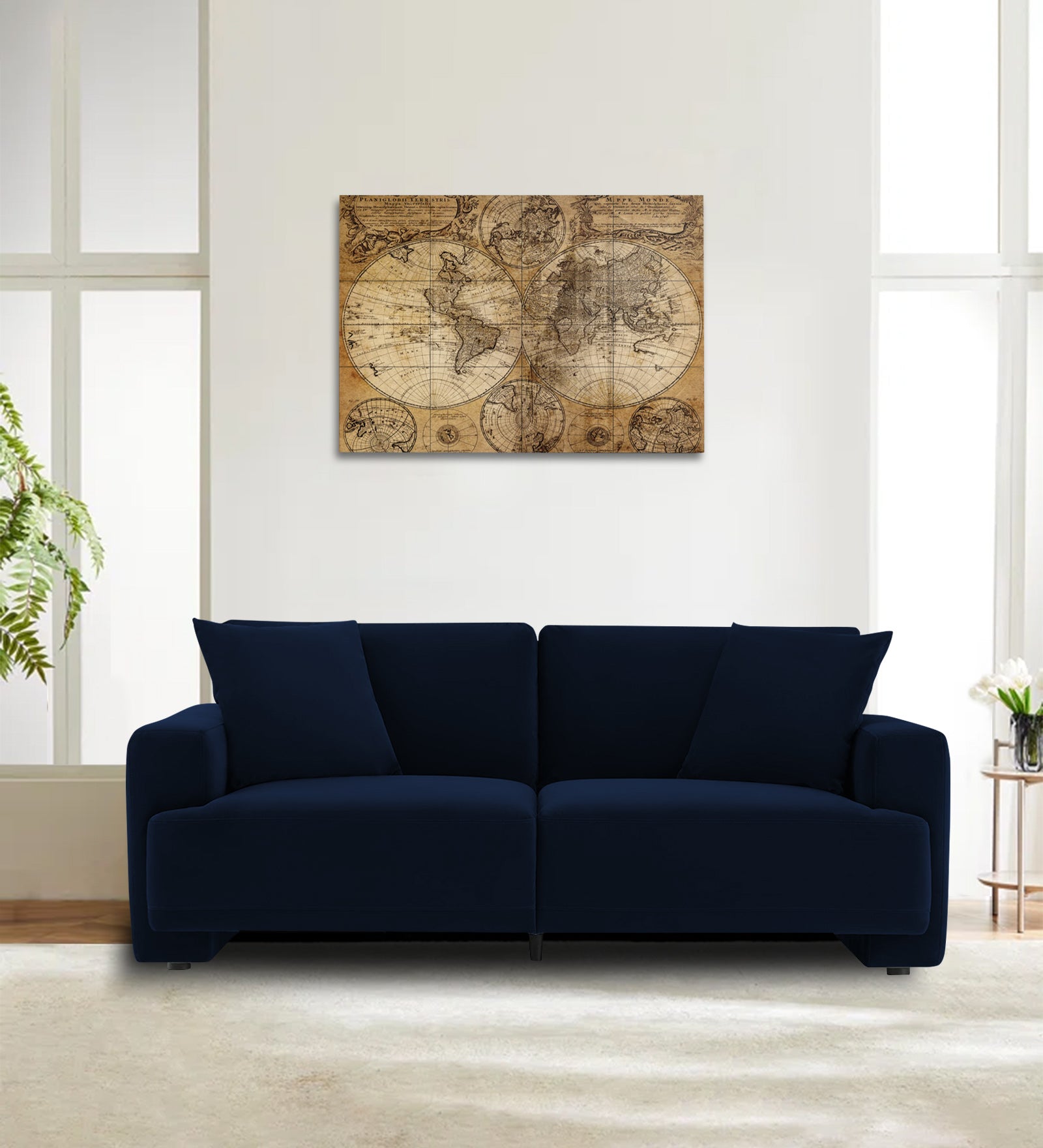 Kosta Velvet 2 Seater Sofa in Dark Blue Colour