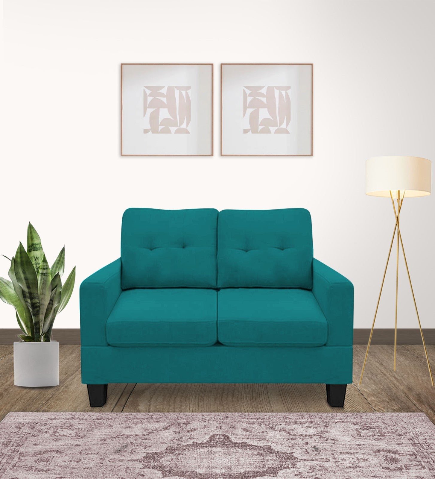 Thomas Fabric 2 Seater Sofa in Sea Green Colour