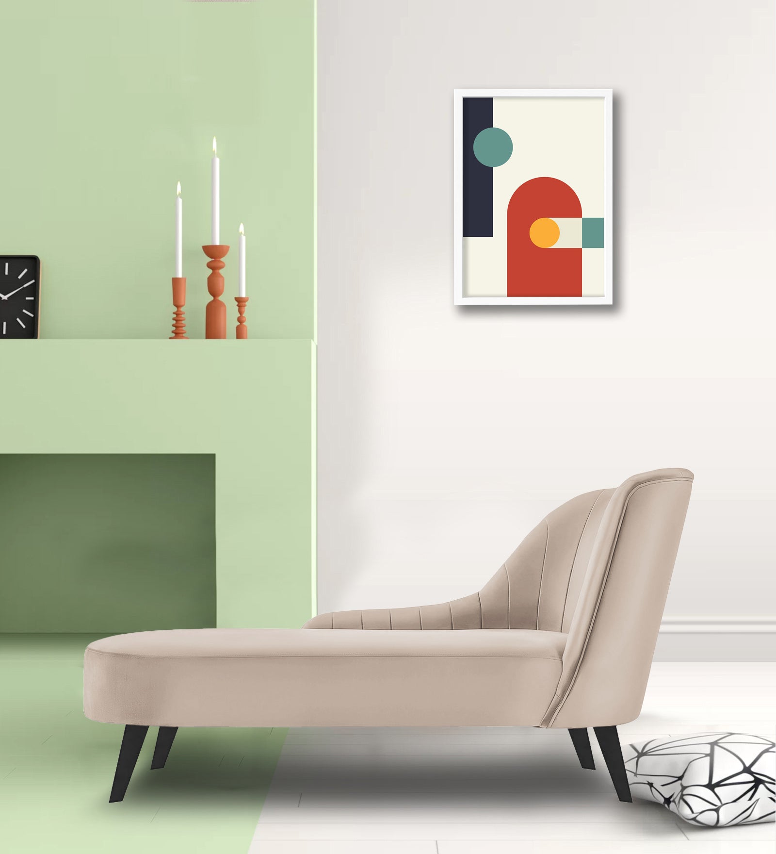 Flora Velvet LHS Chaise Lounger In Camel Beige Colour - Febonic Living