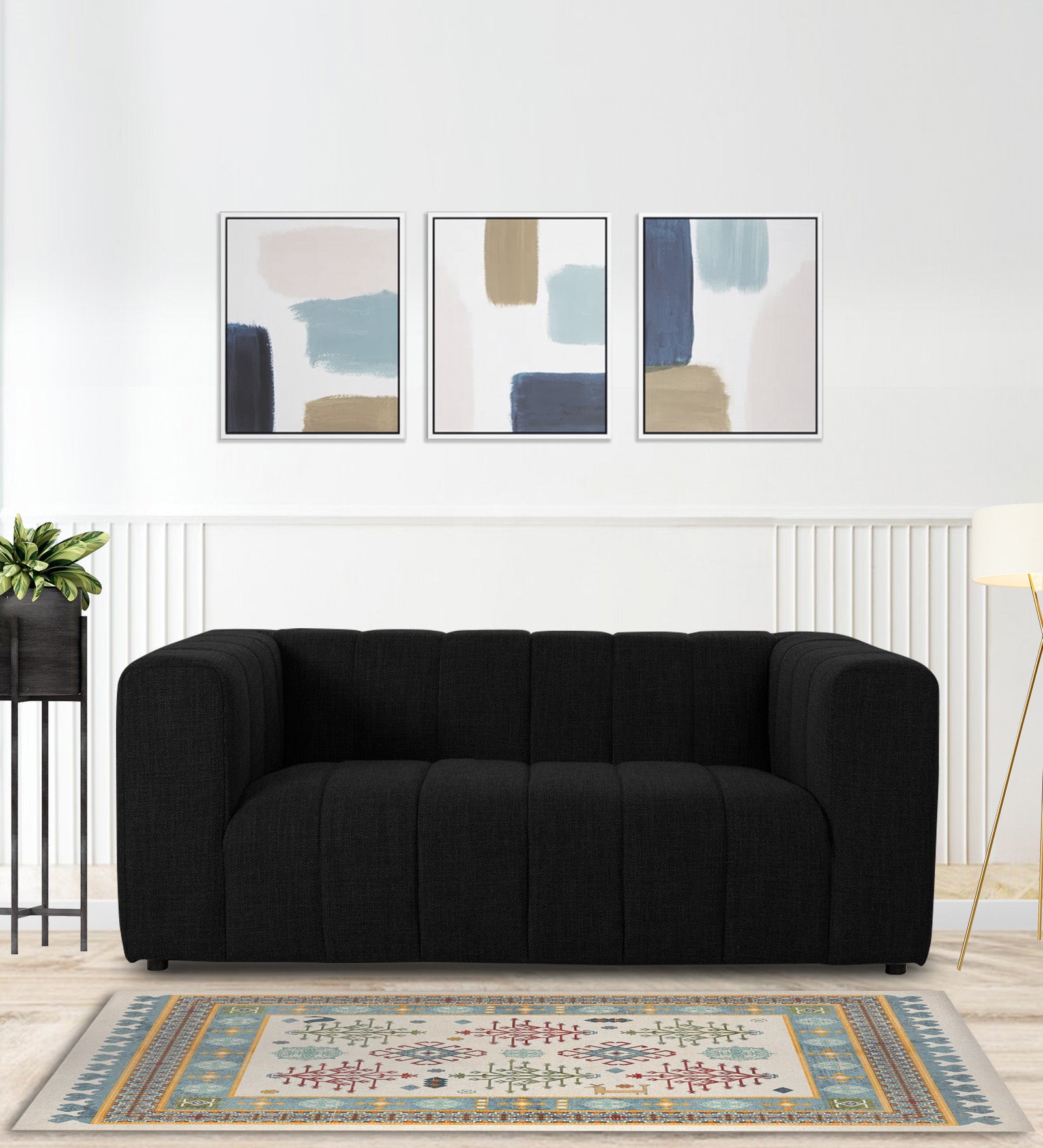 Lara Fabric 2 Seater Sofa In Zed Black Colour - Febonic Living