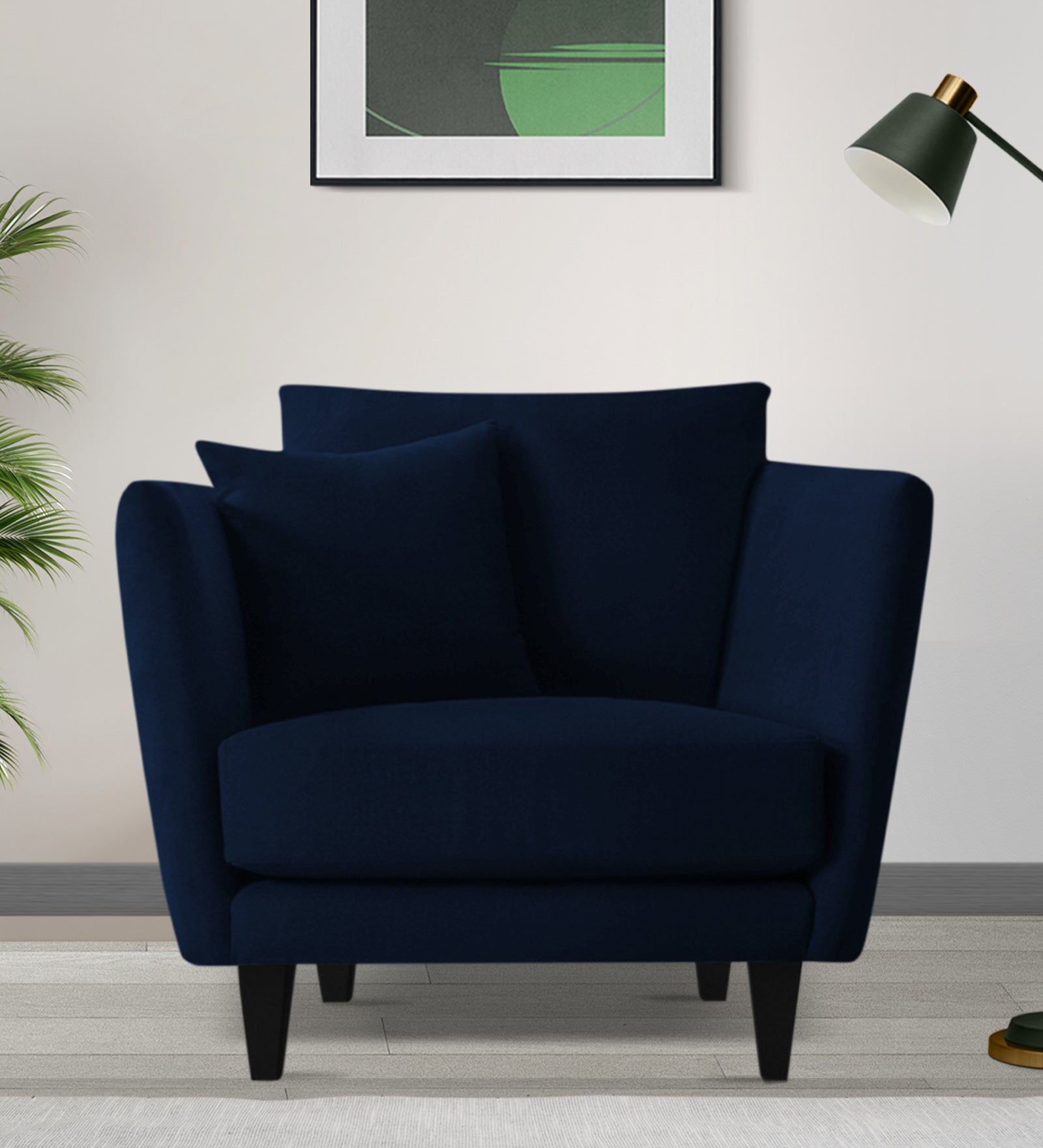 Norway Velvet 1 Seater Sofa In Dark Blue Colour - Febonic Living