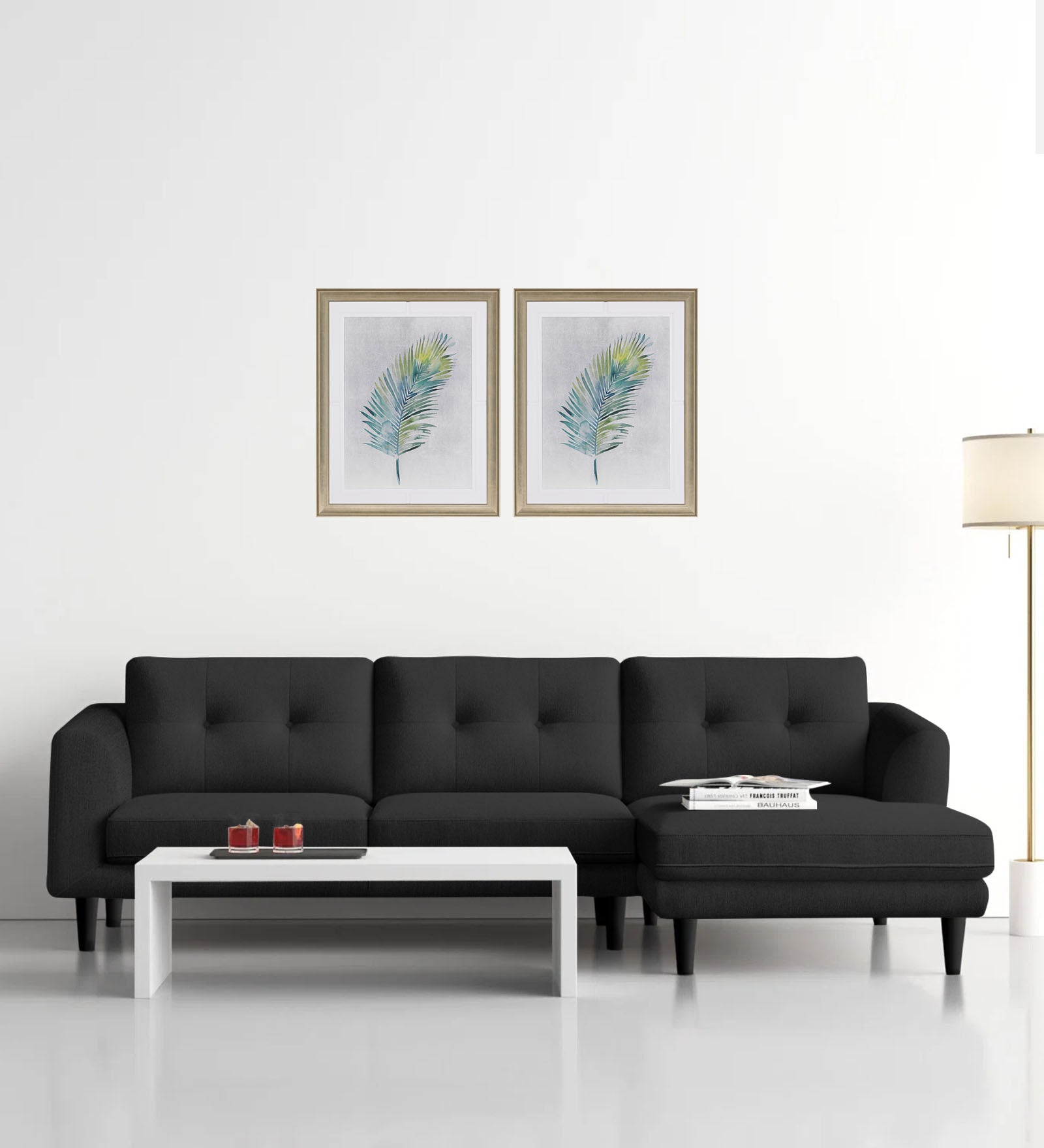 Natasha Velvet LHS Sectional Sofa (3+Lounger) In Hory Grey Colour - Febonic Living