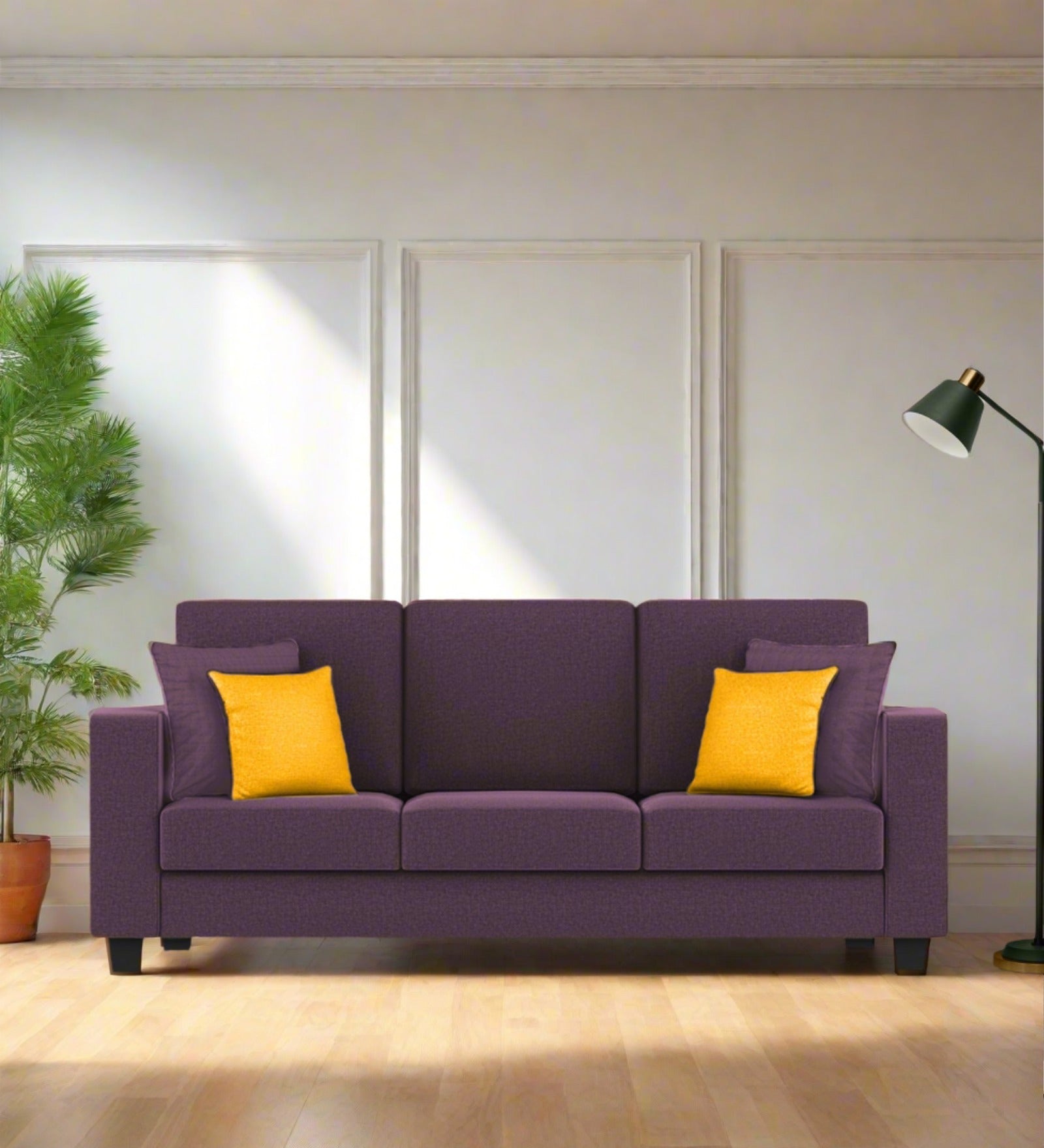 Nabi Fabric 3 Seater Sofa In Greek Purple Colour - Febonic Living