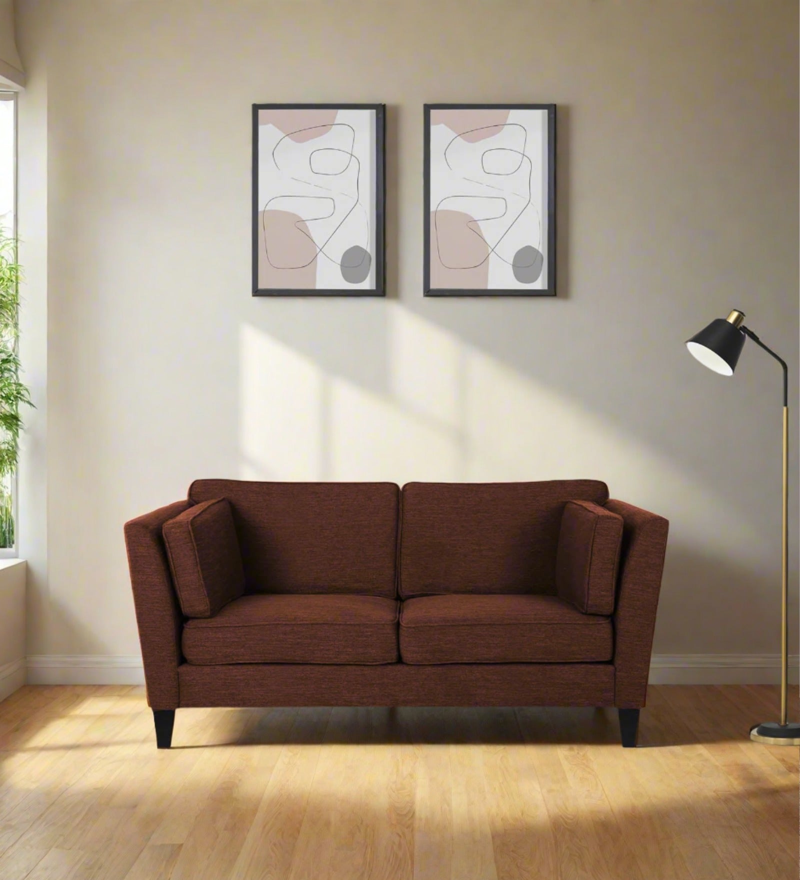 Nigar Fabric 2 Seater Sofa In Coffee Brown Colour - Febonic Living