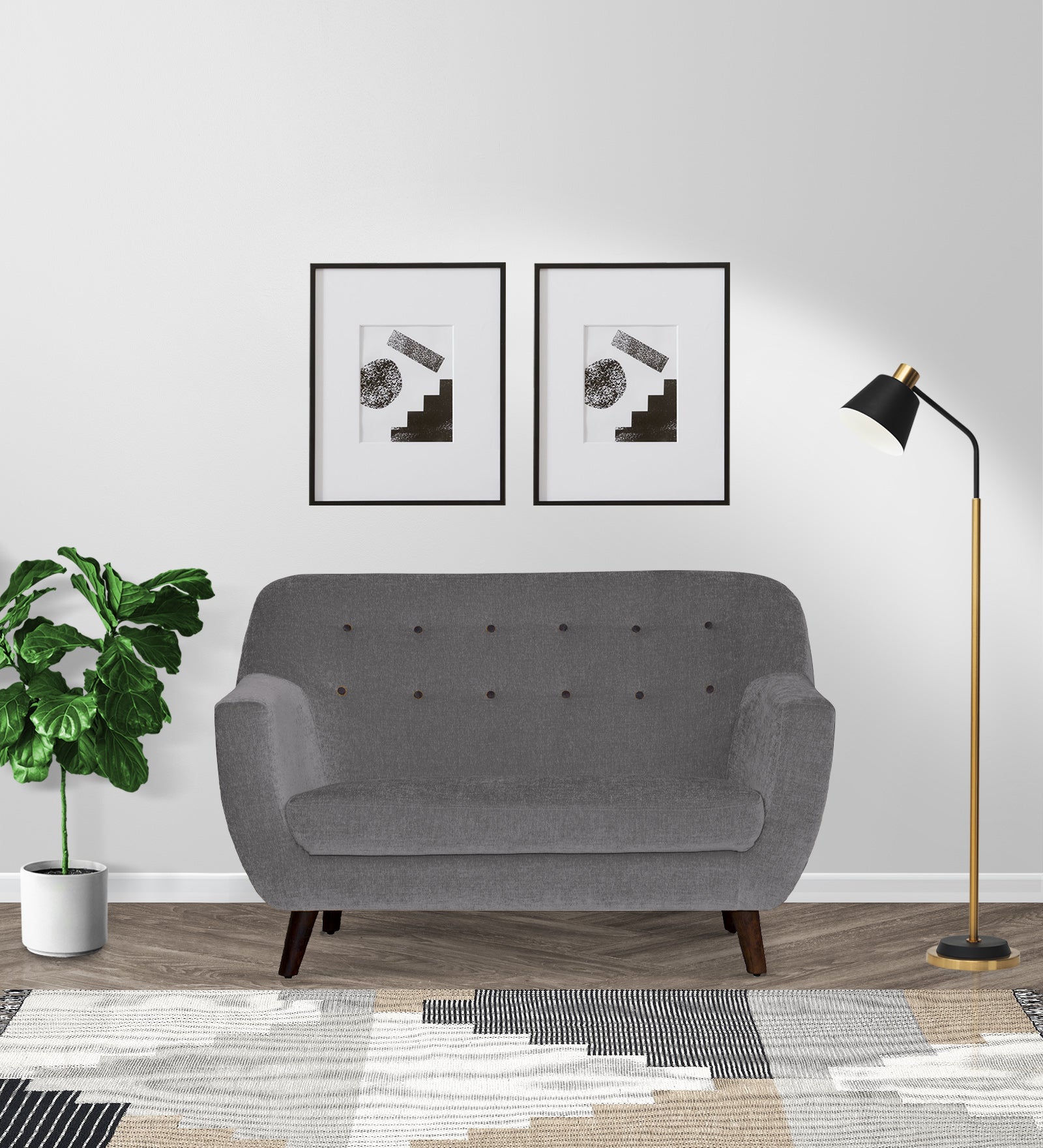 German Fabric 2 Seater Sofa in sudo grey Colour
