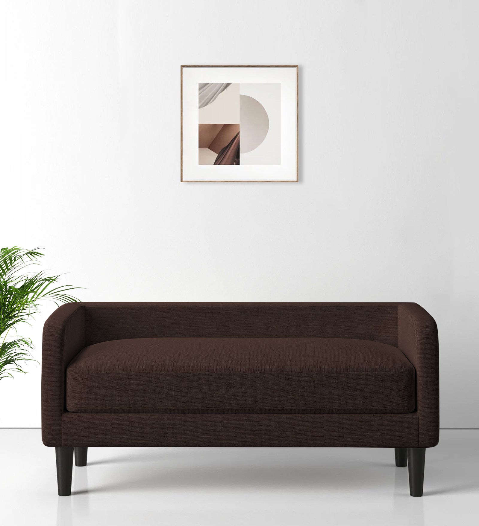 Maya Fabric Bench In Coffee Brown Colour - Febonic Living