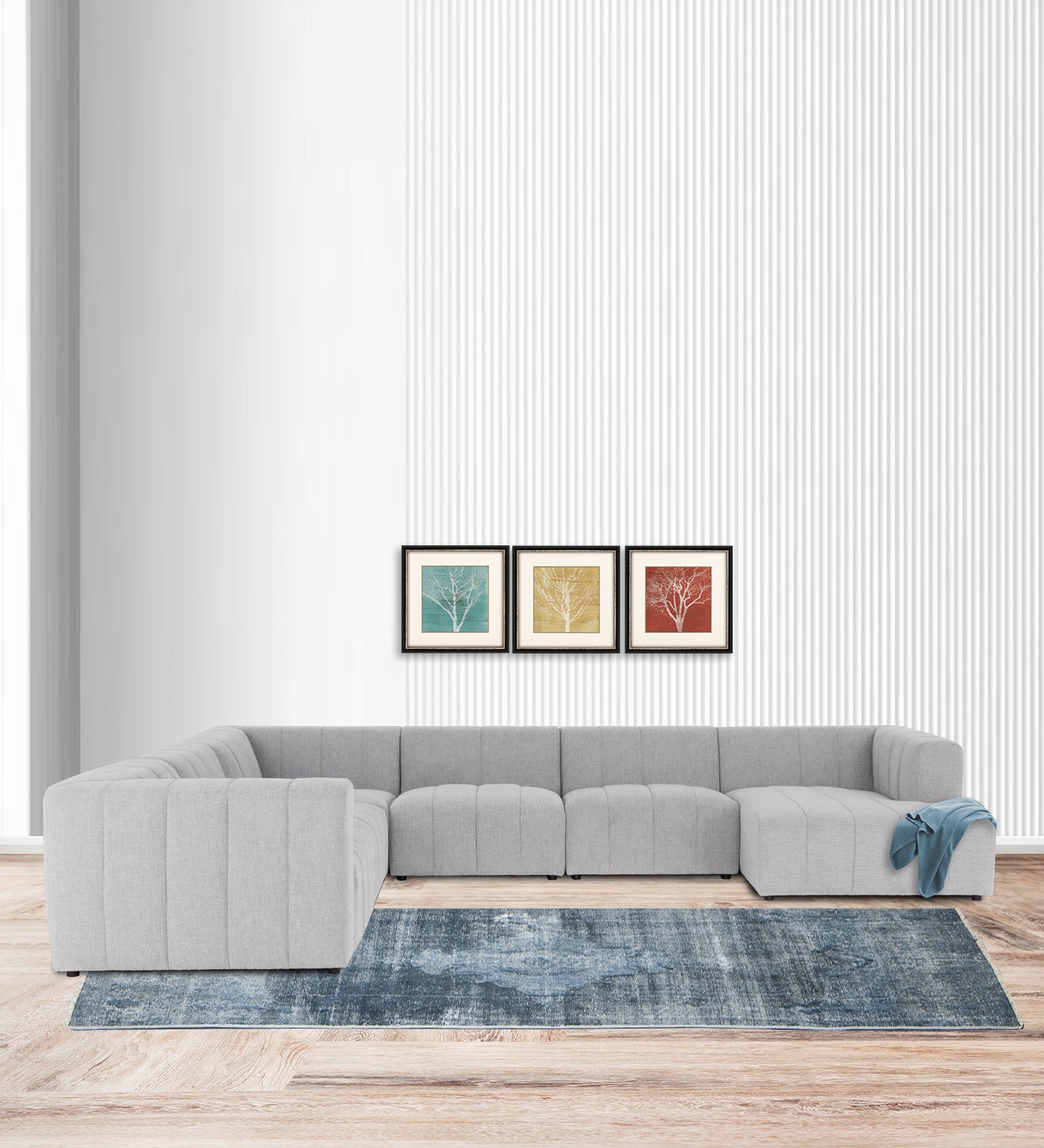 Damo Fabric LHS 8 Seater Corner Sofa In Lit Grey Colour - Febonic Living