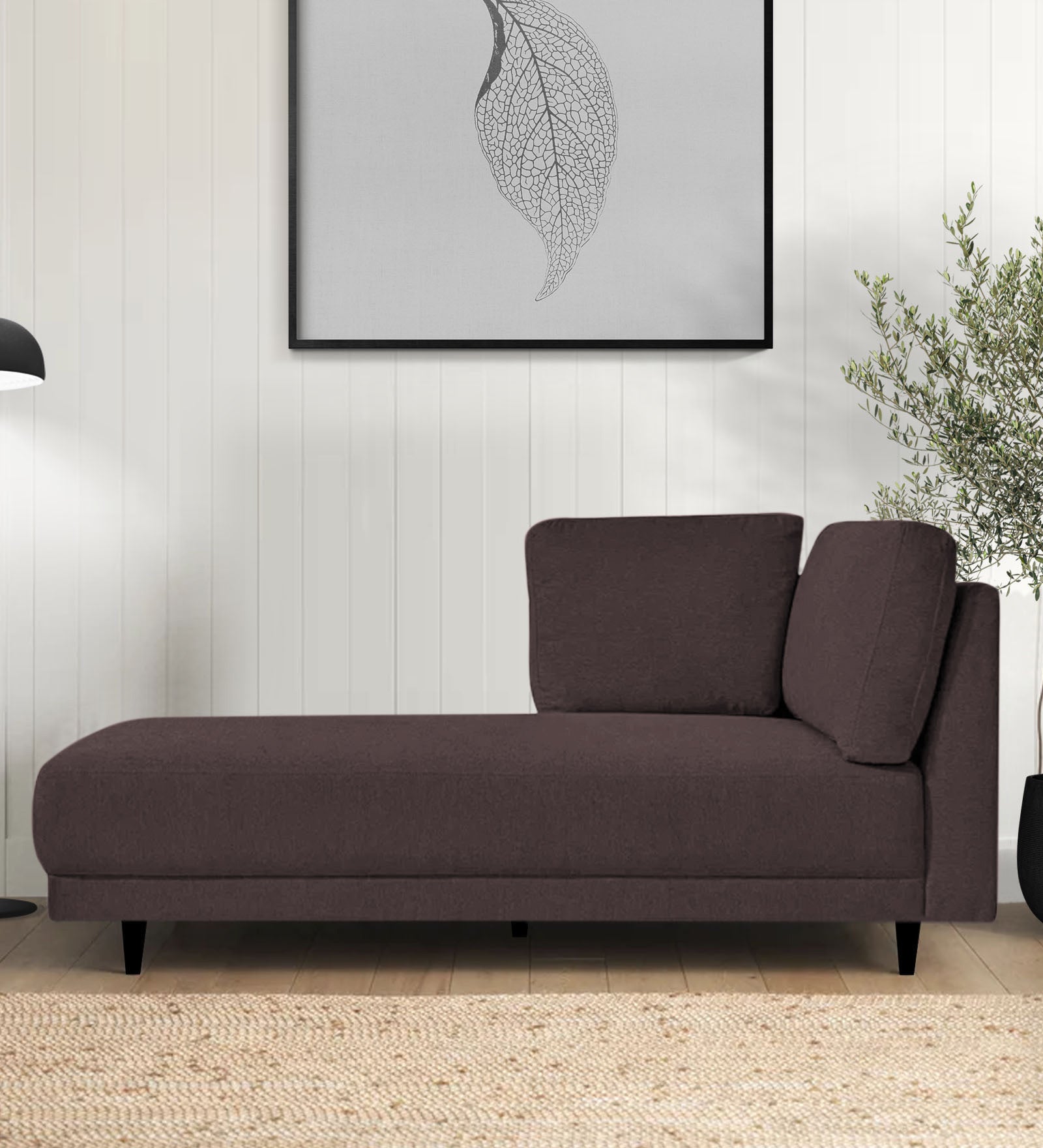 Jonze Velvet LHS Chaise Lounger In Mocha Brown Colour - Febonic Living