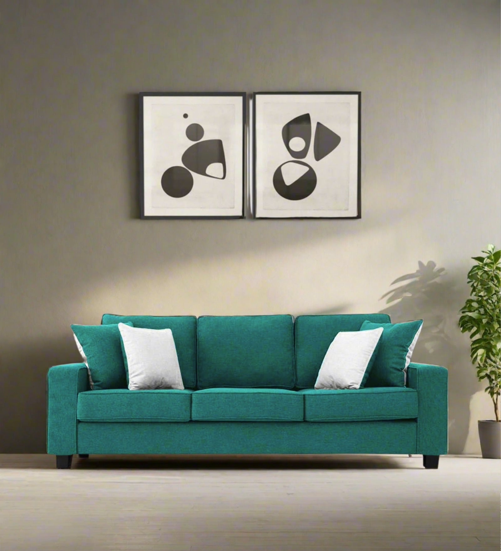 Ladybug Fabric 3 Seater Sofa In Sea Green Colour - Febonic Living