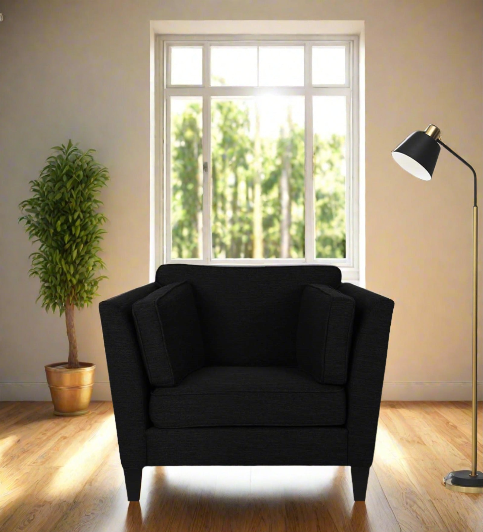 Nigar Fabric 1 Seater Sofa In  Zed Black Colour - Febonic Living