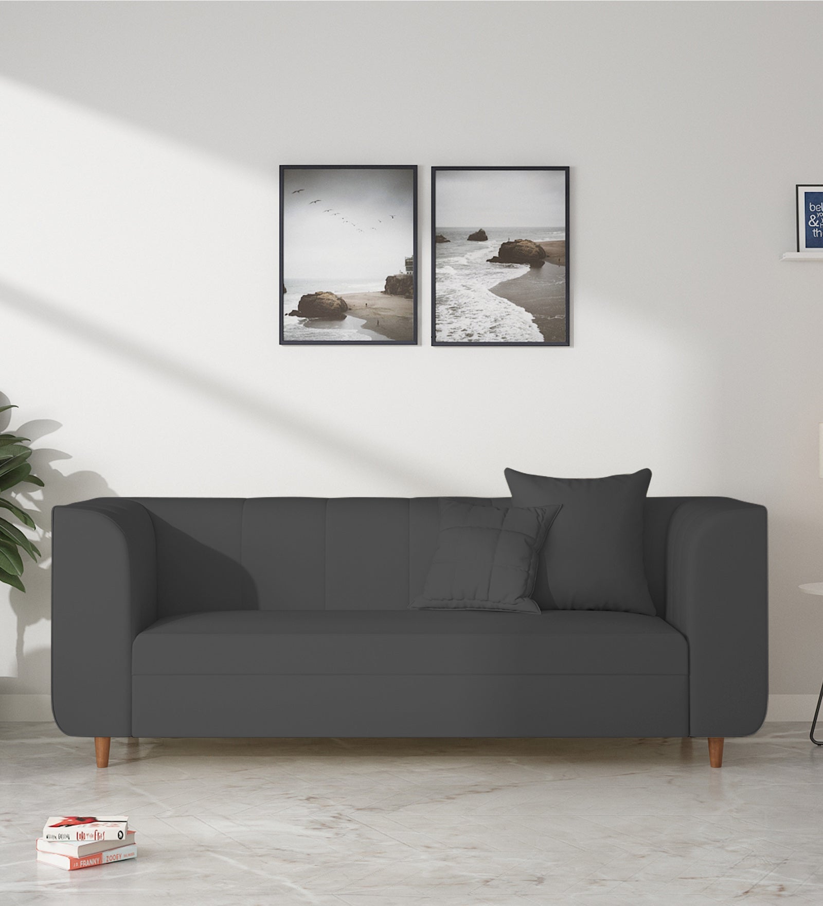 Sumo Velvet 3 Seater Sofa In Davy grey Colour - Febonic Living