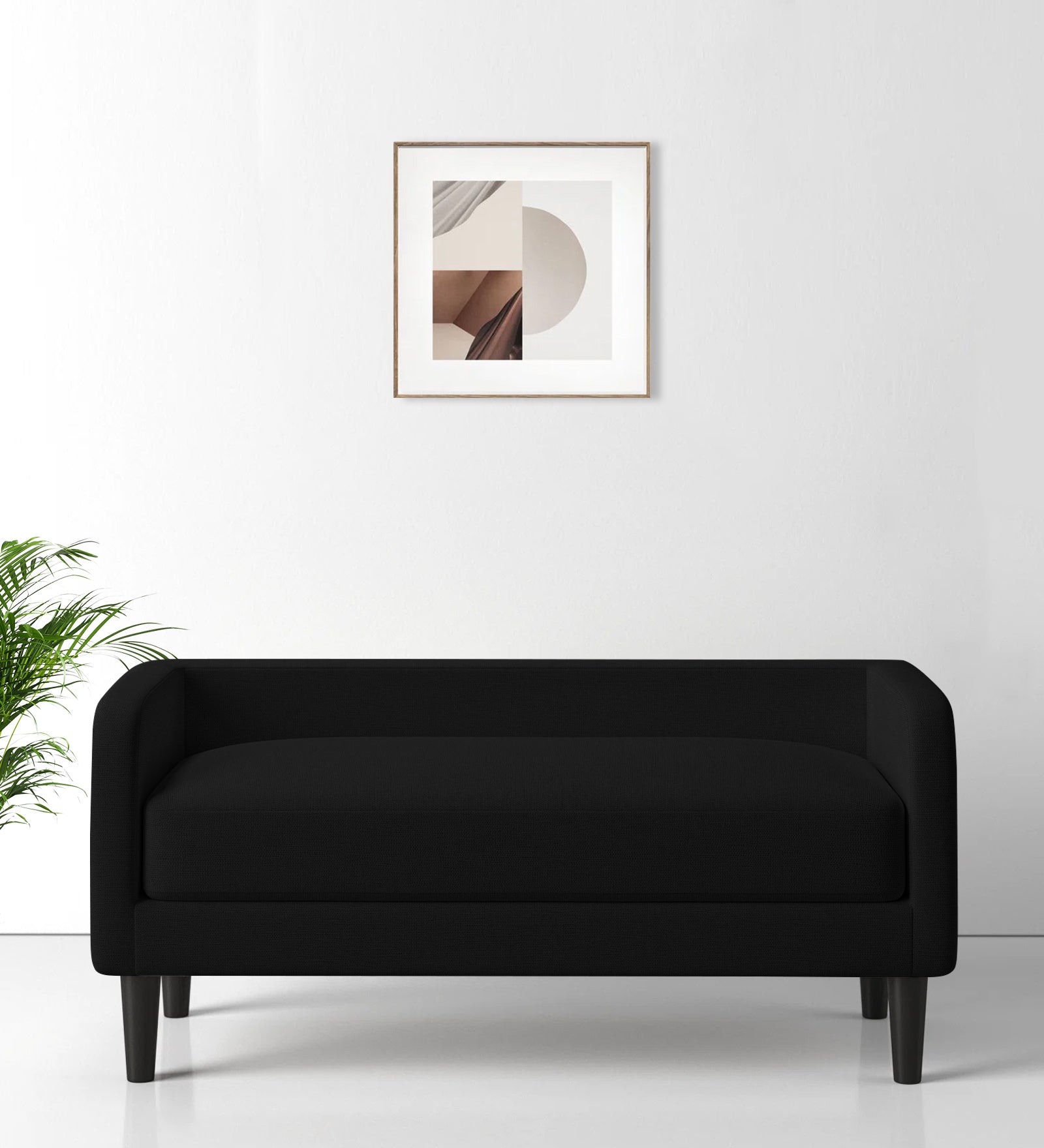 Maya Fabric Bench In Zed Black Colour - Febonic Living
